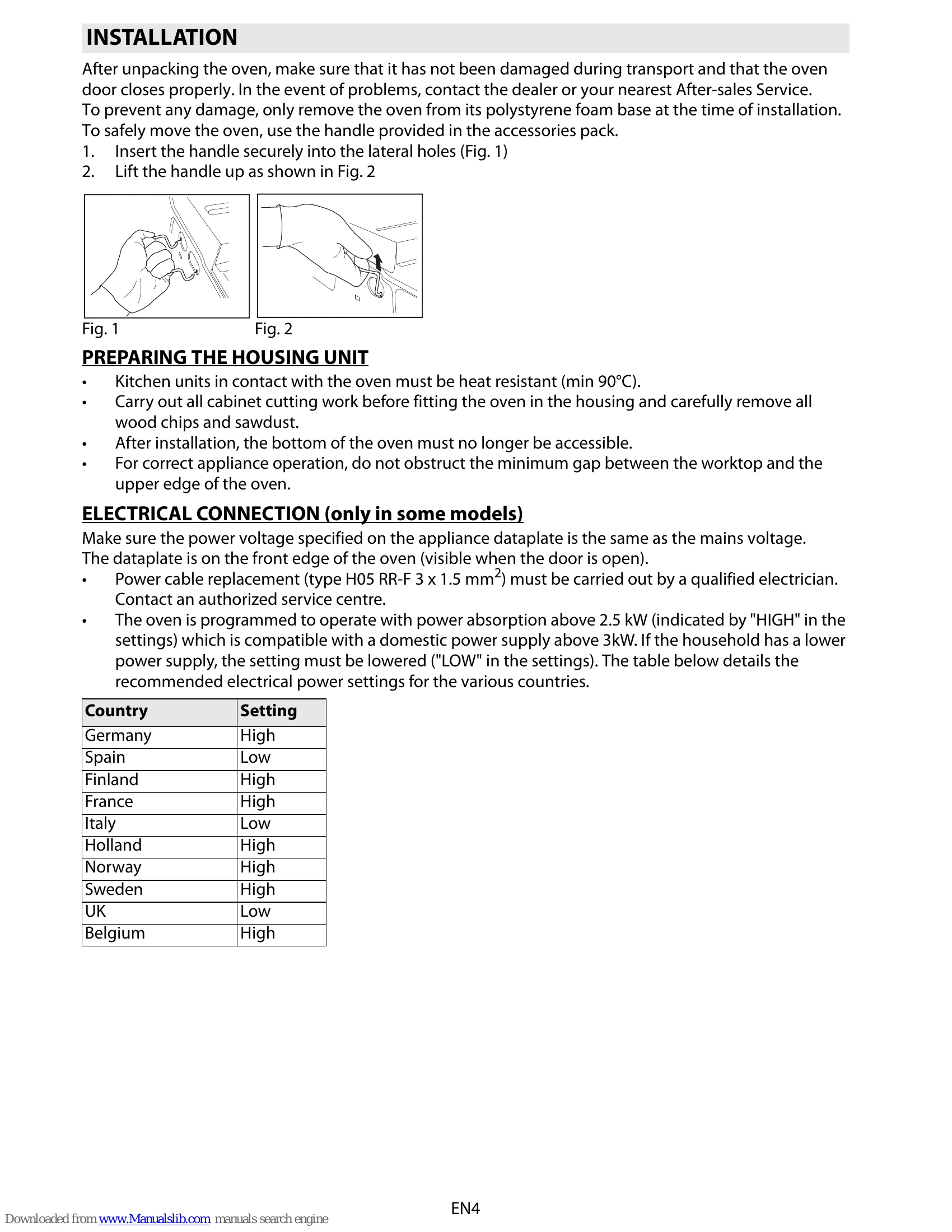 Manual for Not explicitly stated, but appears to be an oven manual.