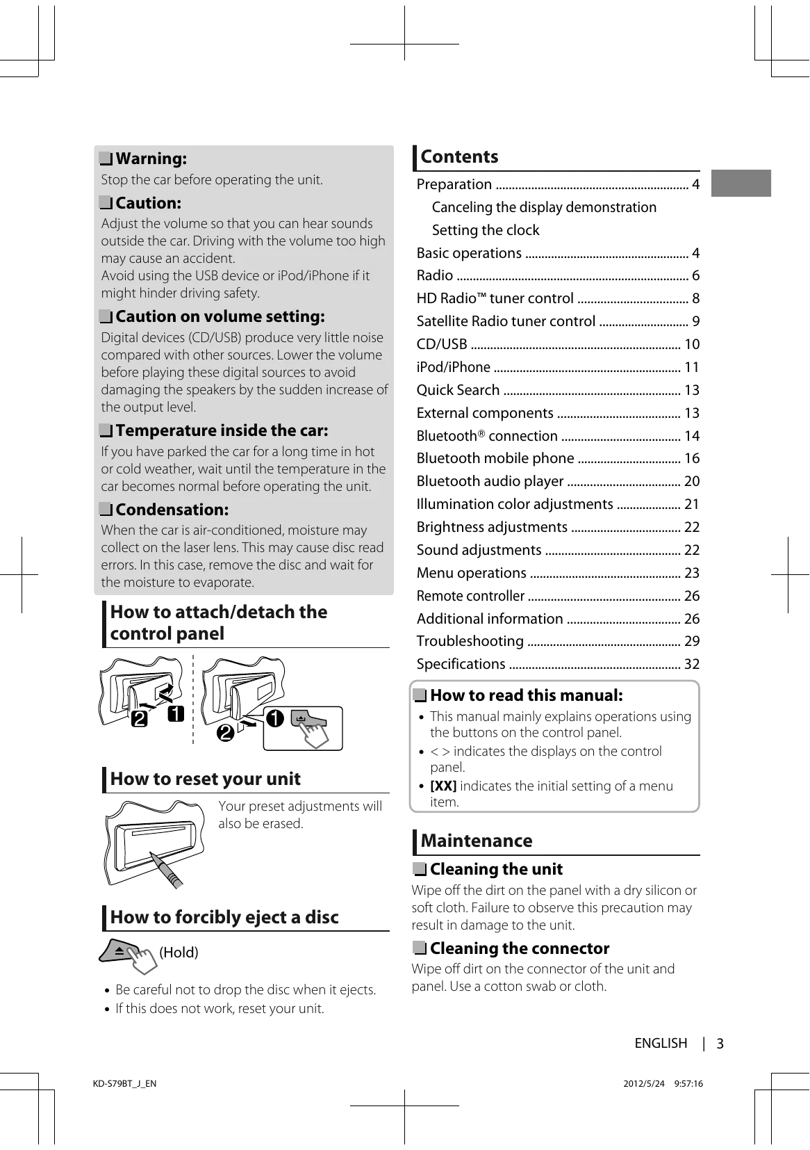 Manual for KD-S79BT