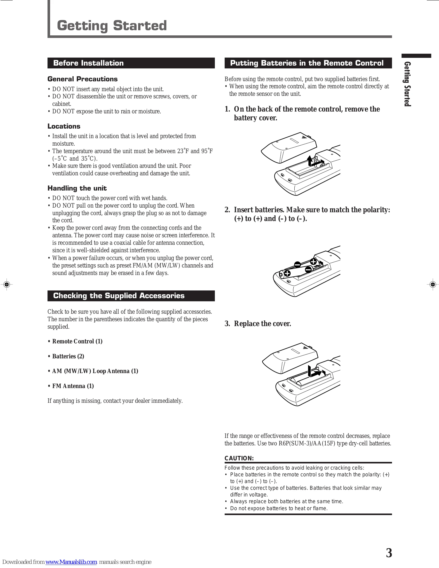 Manual for RX-E100RSL