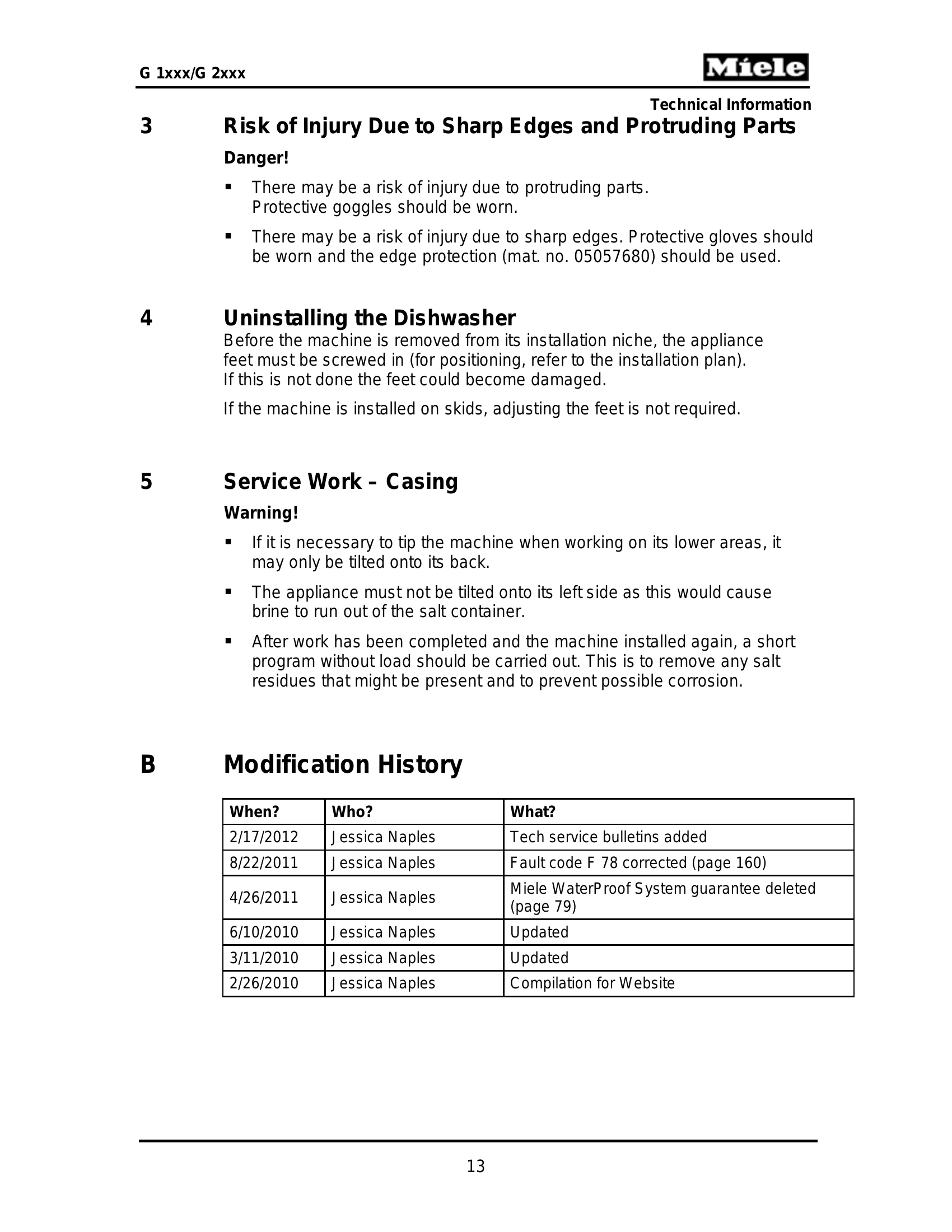 Parts/Service for G 1xxx and G 2xxx