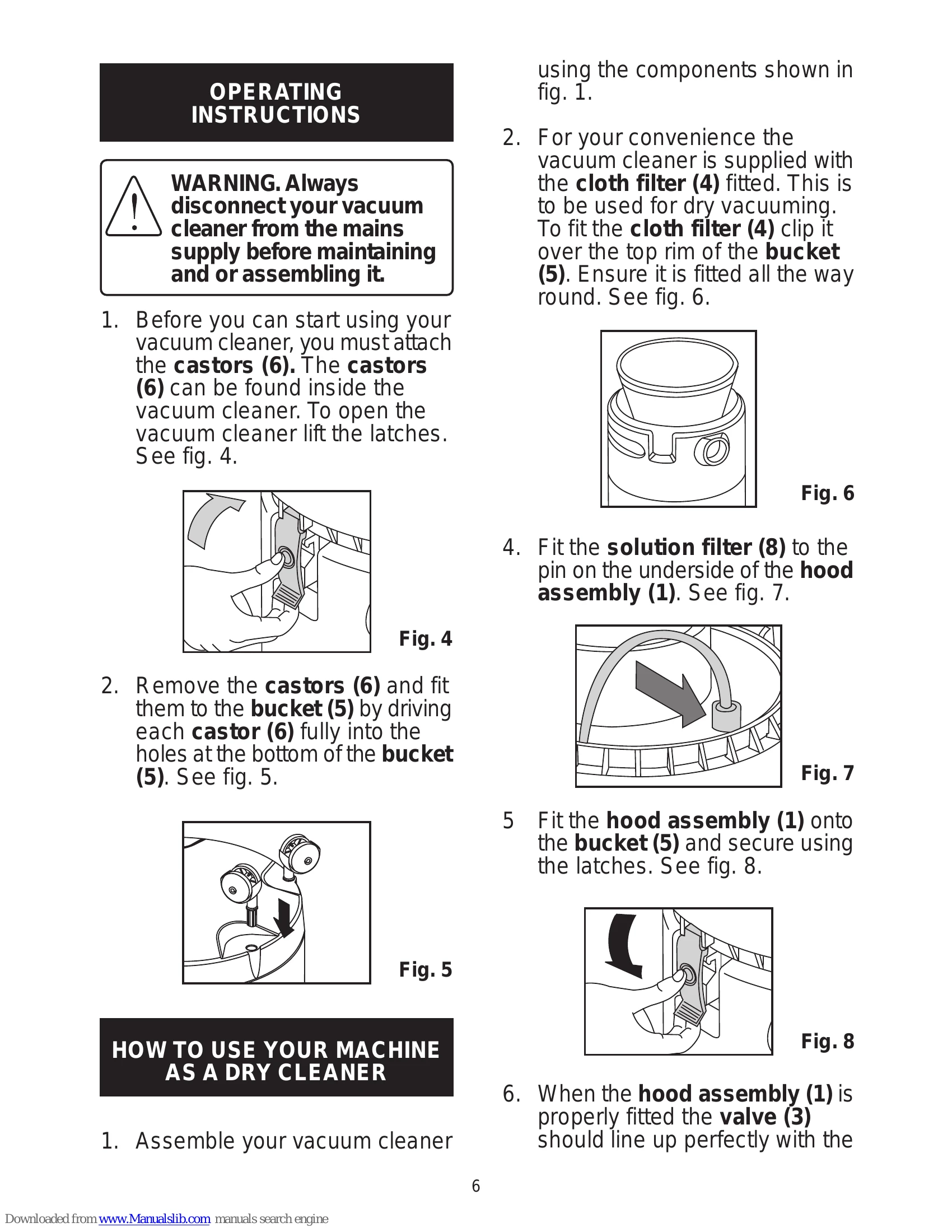 Manual for Wet & Dry Extraction Vacuum Cleaners