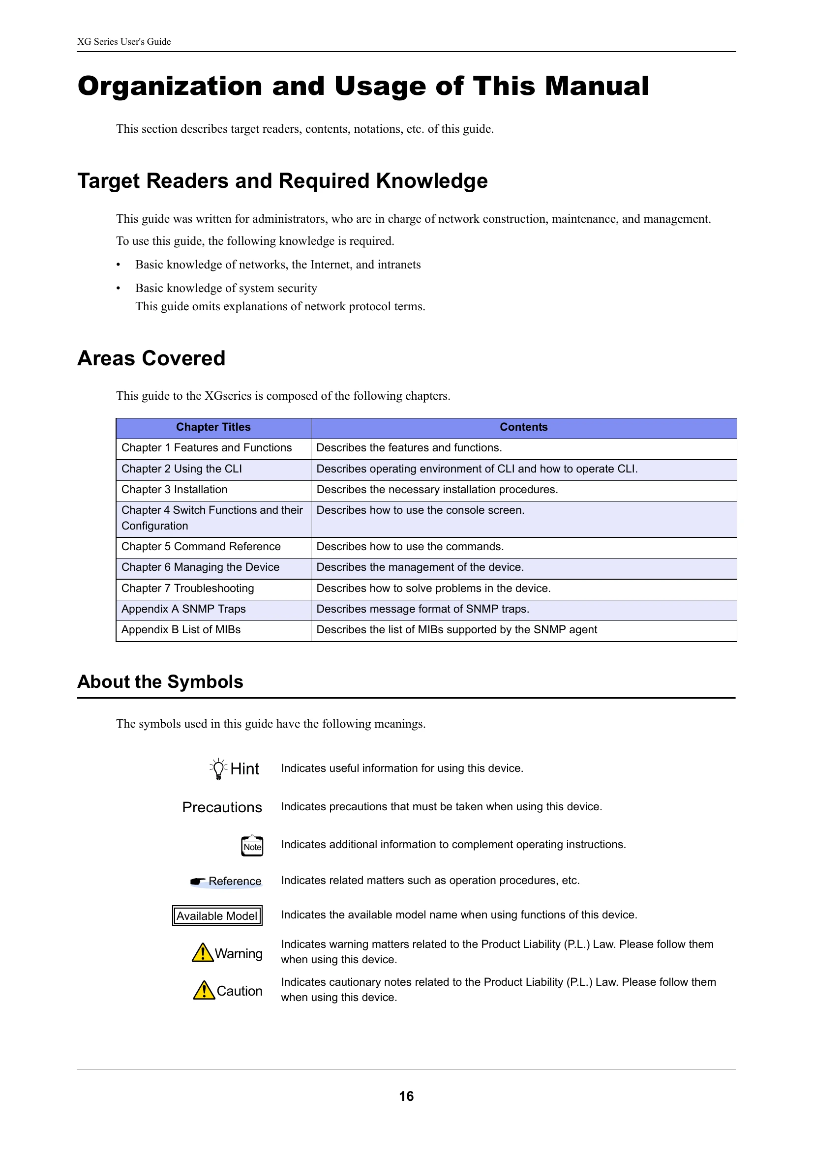 Manual for XG Series