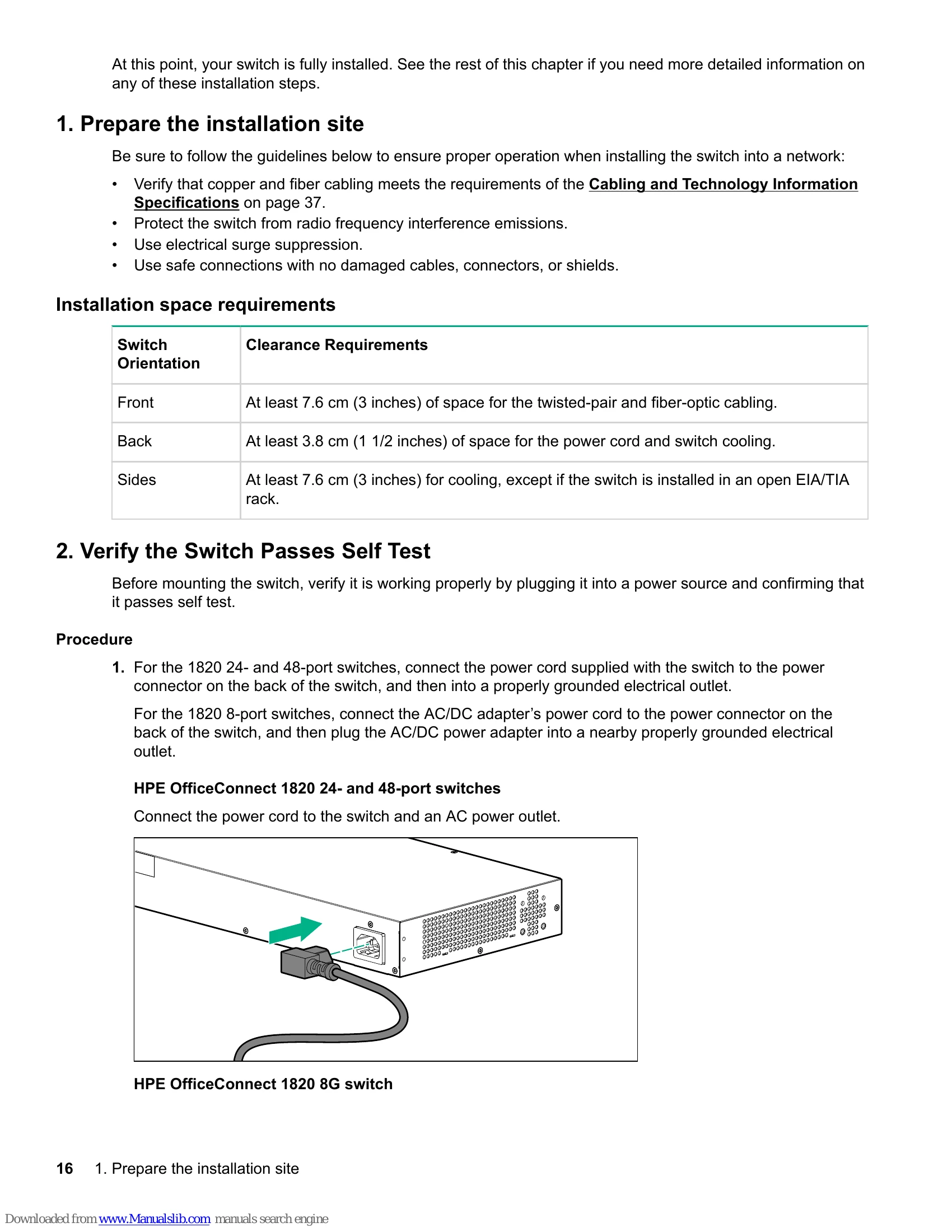 Installation Guide for OfficeConnect 1820 Switch Series