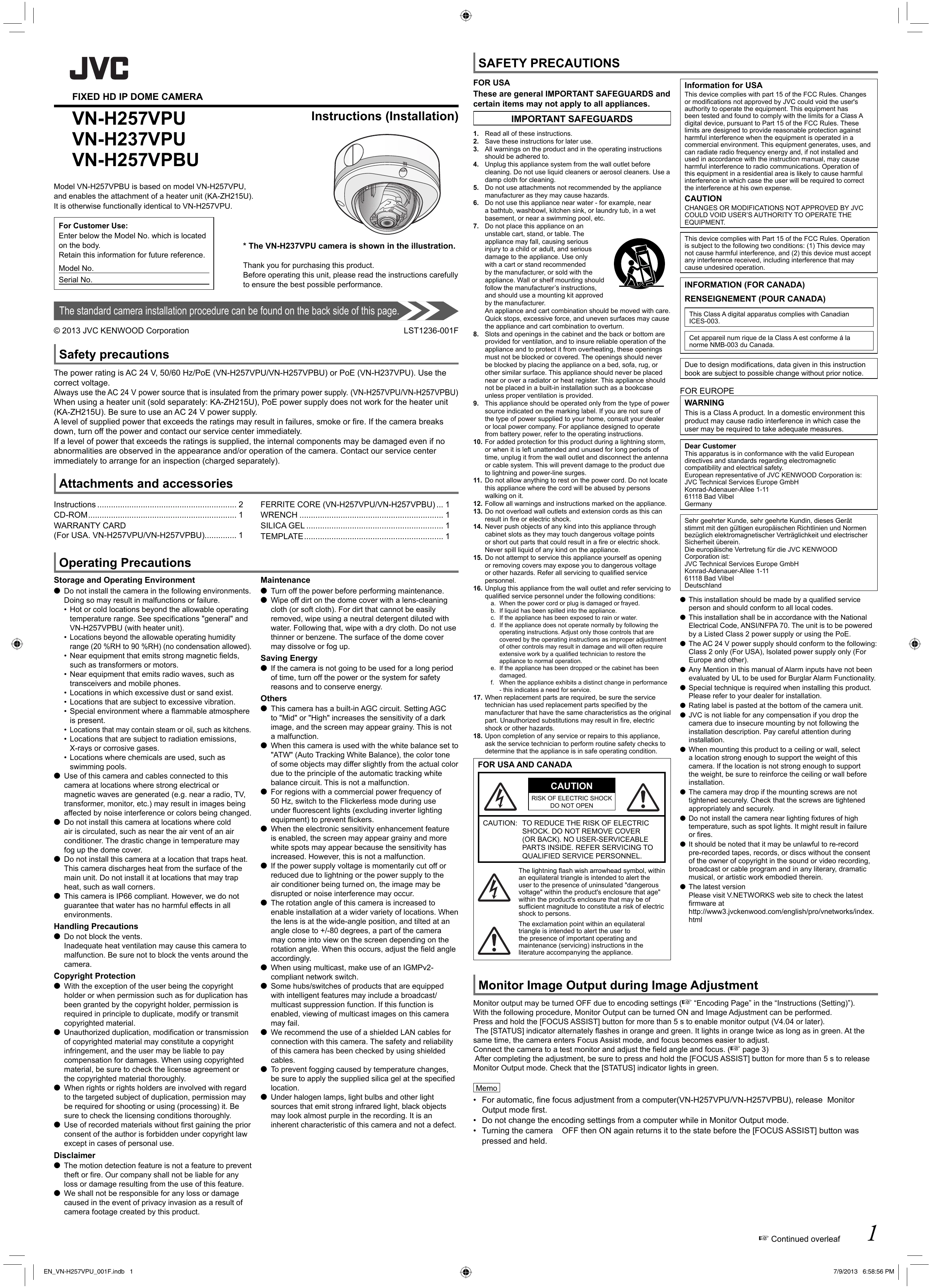 Installation Guide for VN-H257VPU