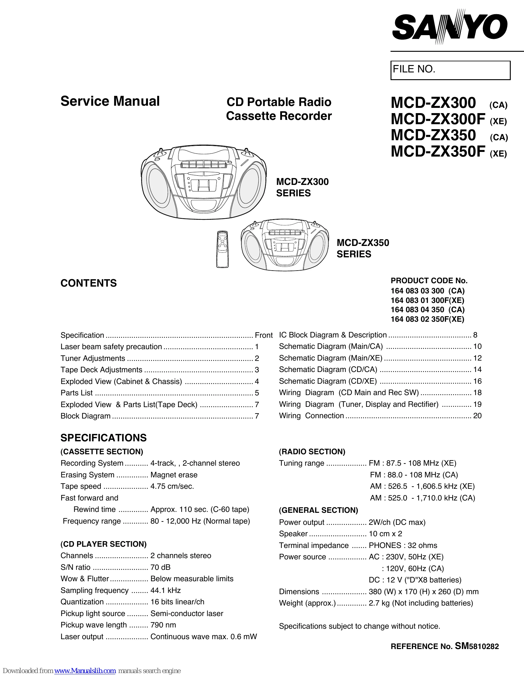 Parts/Service for MCD-ZX300