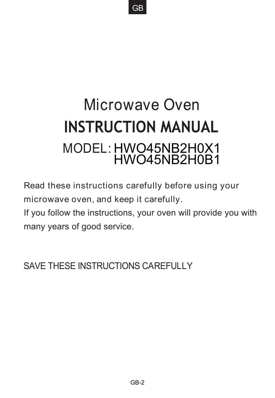 Manual for HWO45NB2H0X1 / HWO45NB2H0B1