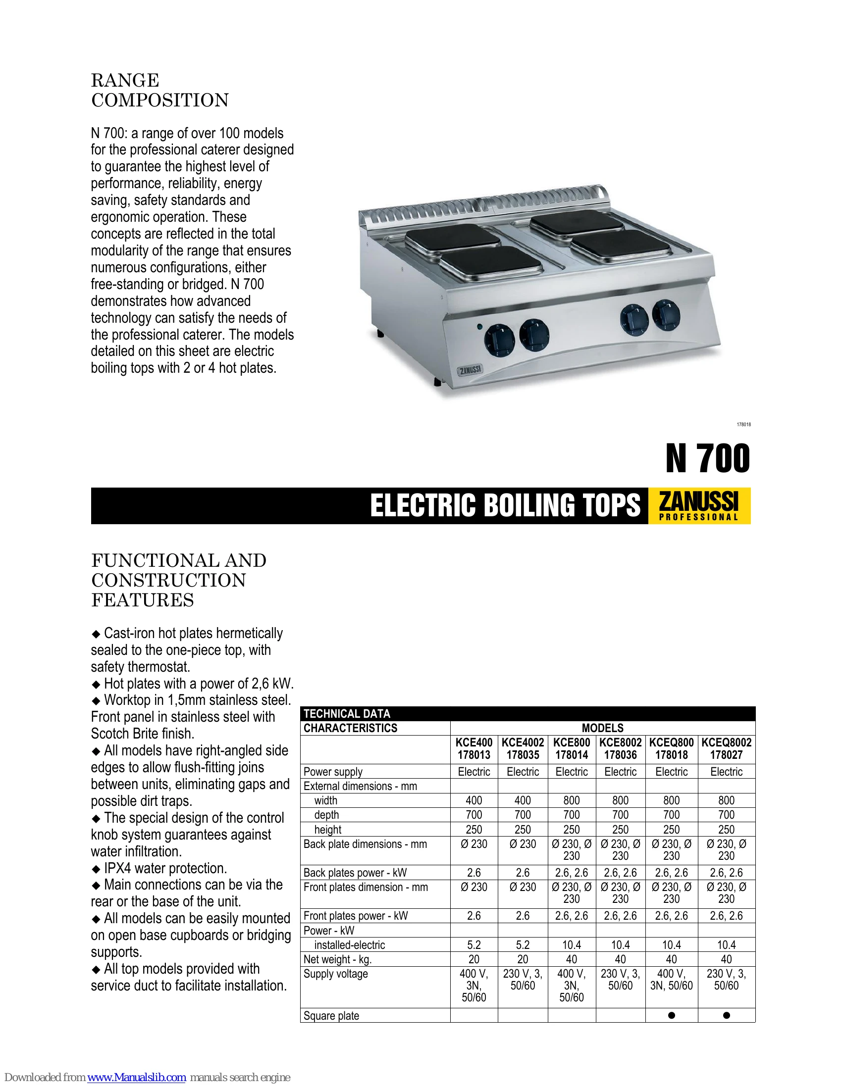 Spec Sheet for N 700