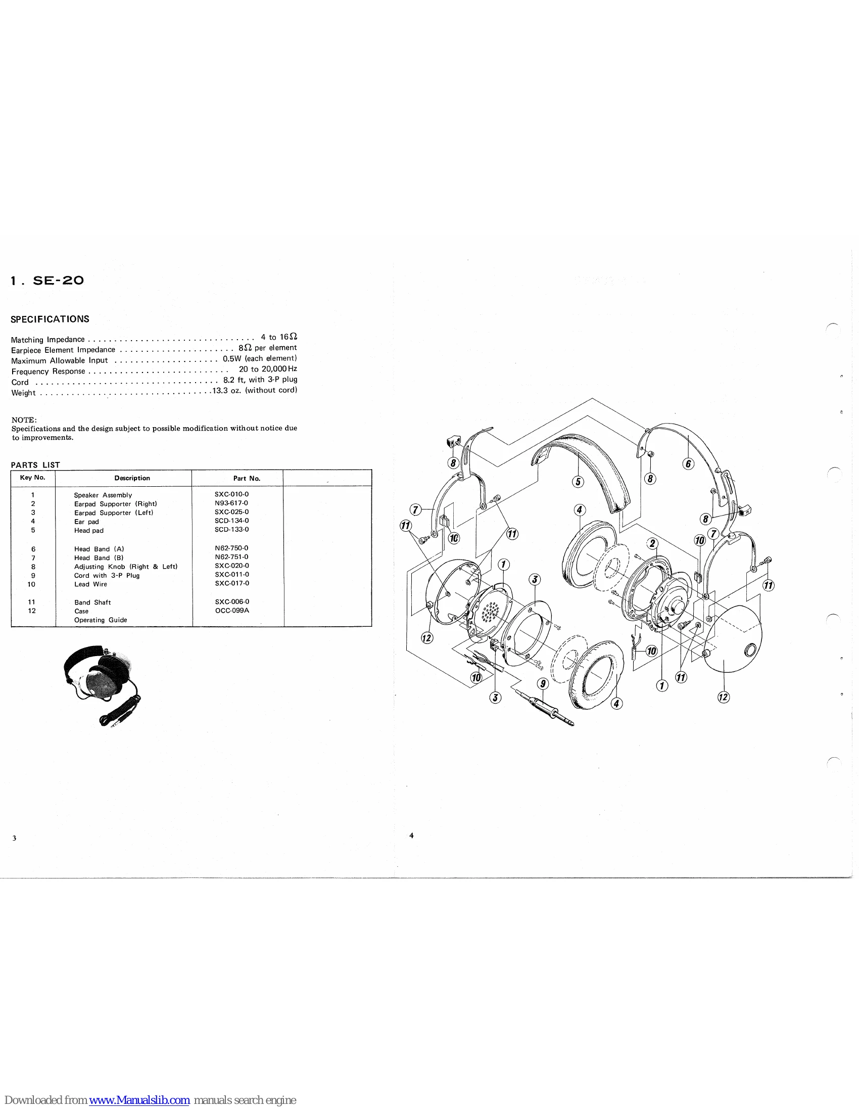 Parts/Service for SE-20