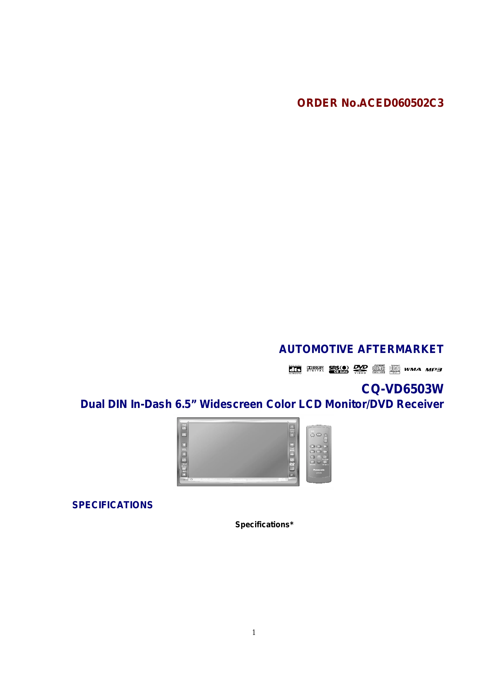 Manual for CQ-VD6503W