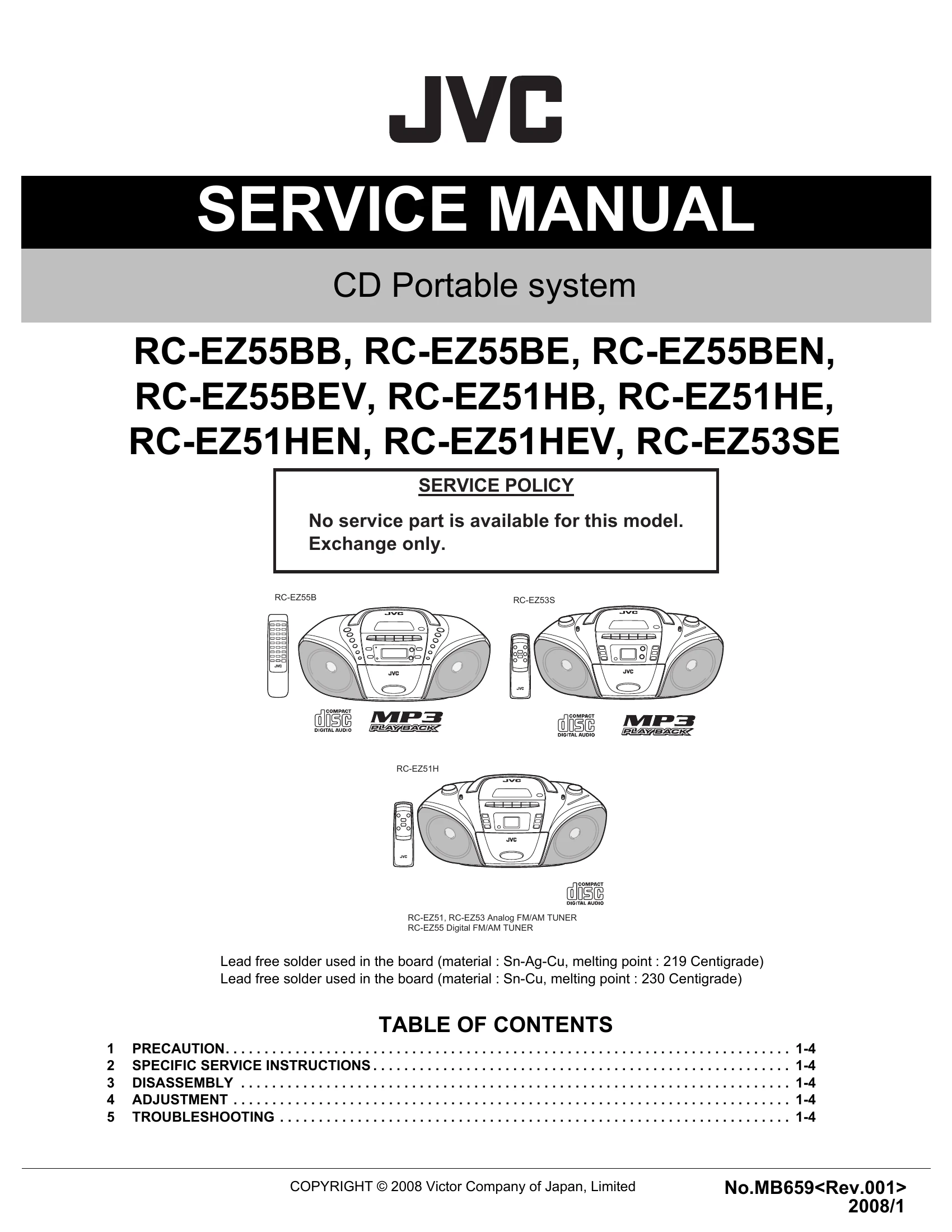 Parts/Service for RC-EZ55BB