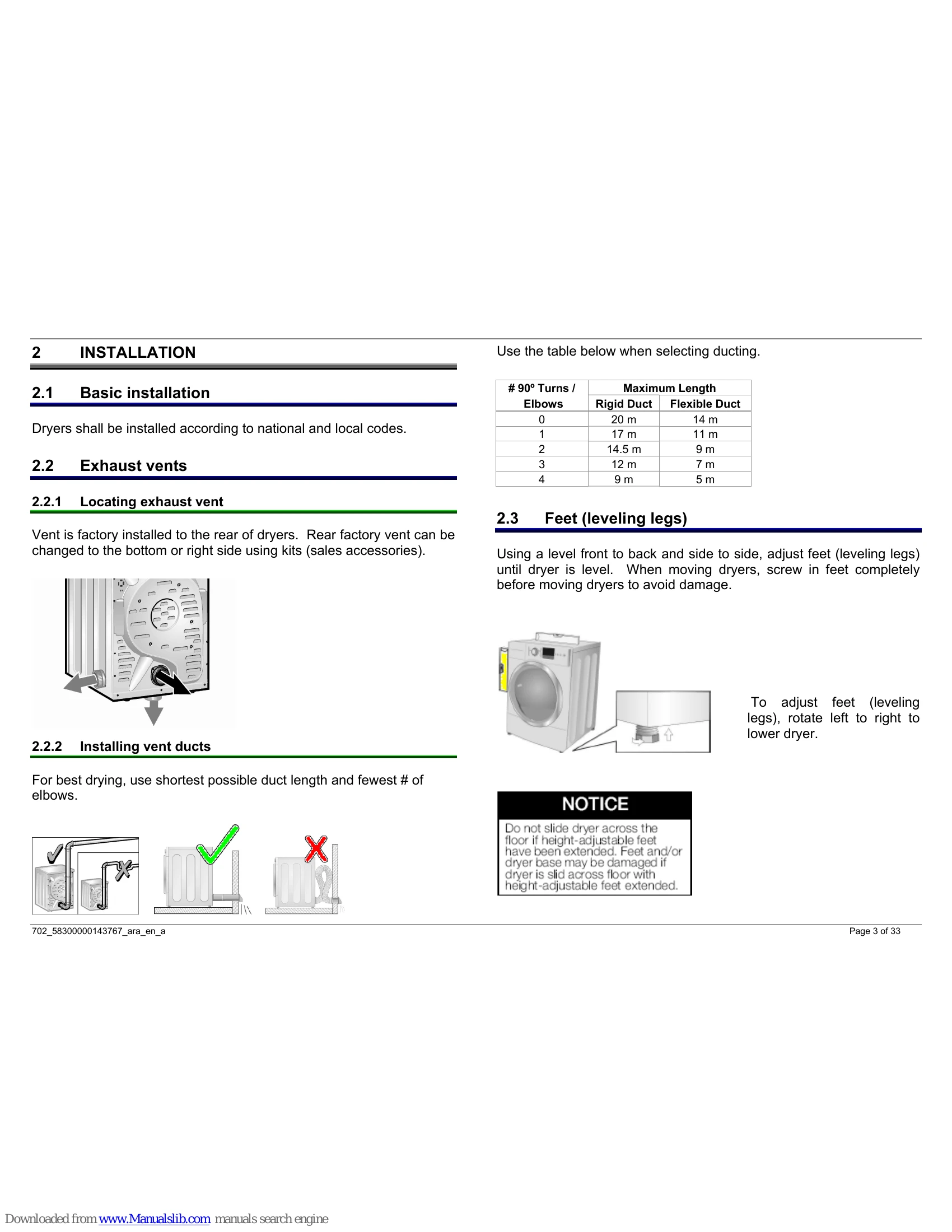 Manual for WTVC GAS DRYER