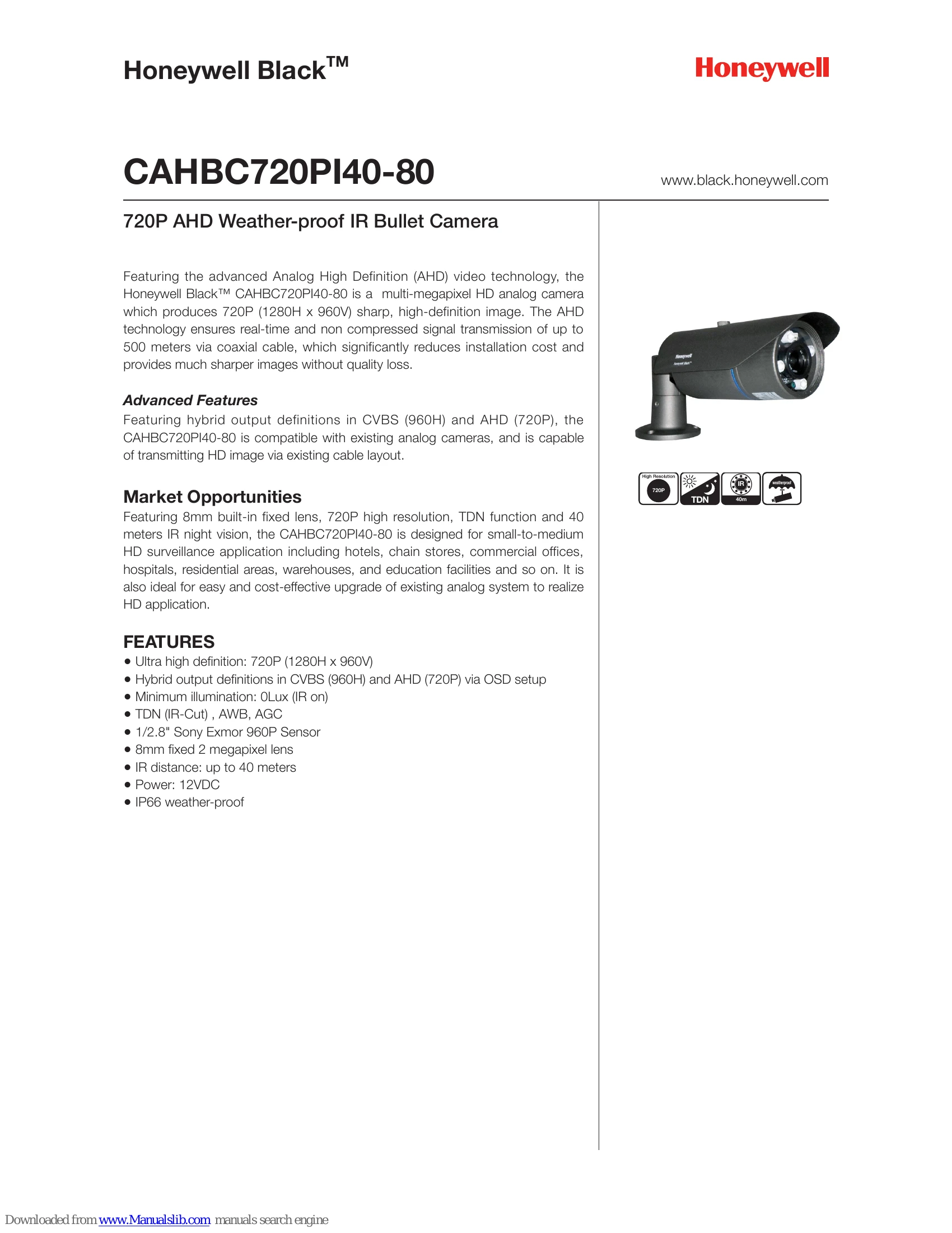 Spec Sheet for CAHBC720PI40-80