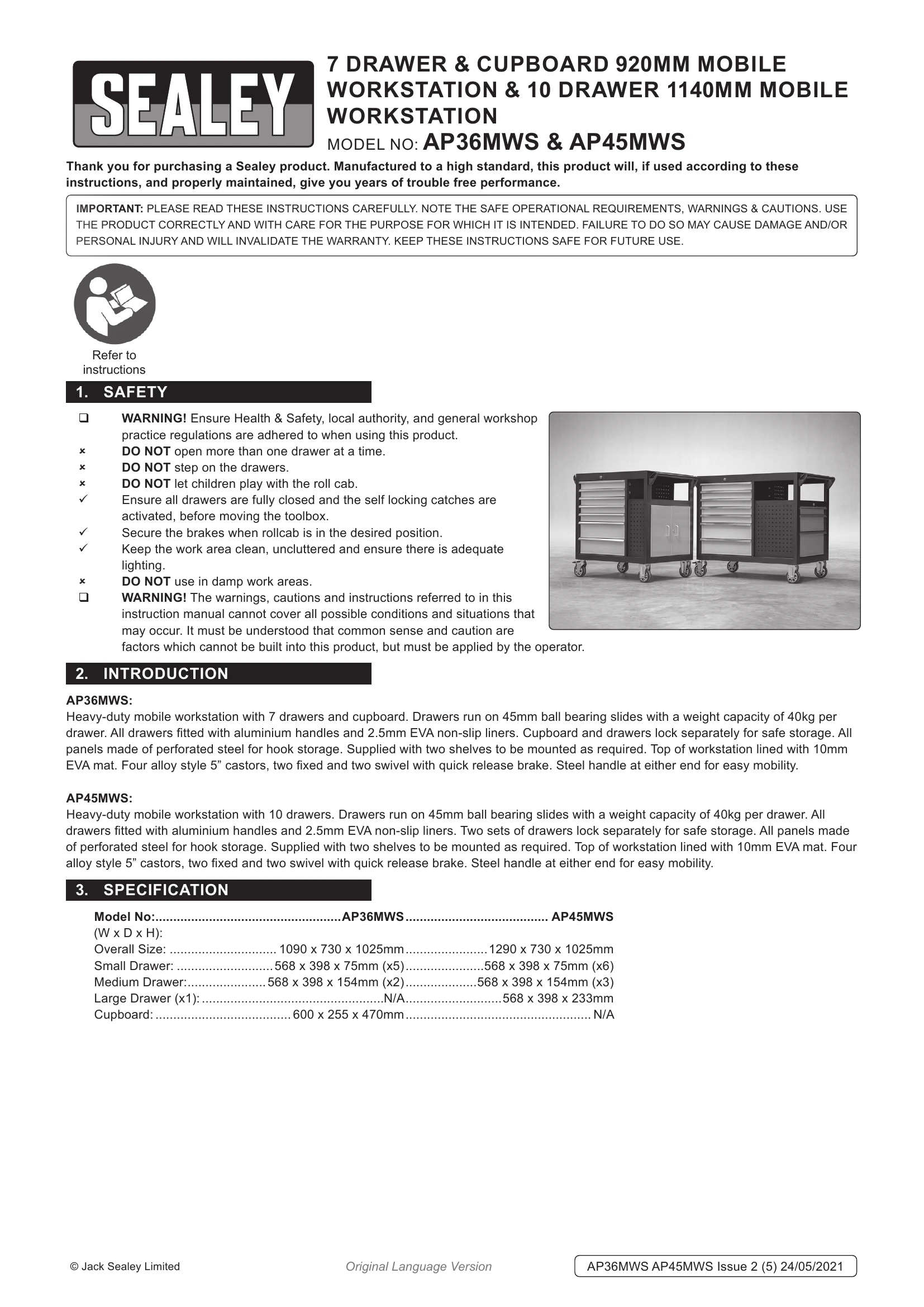 Manual for AP36MWS & AP45MWS