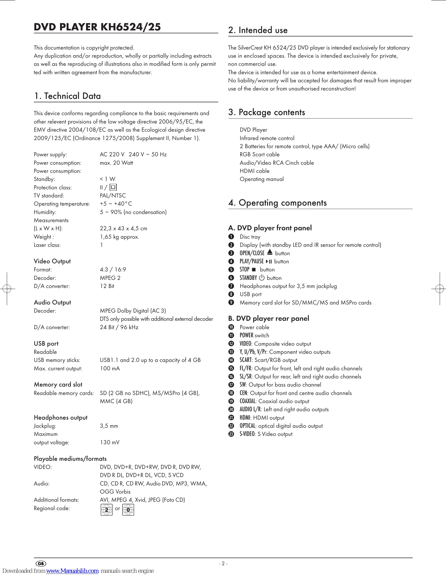 Manual for KH 6524 / 6525