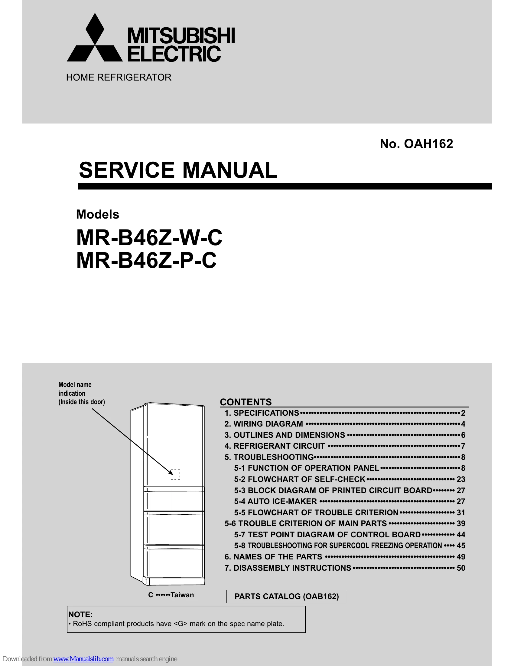 Parts/Service for MR-B46Z