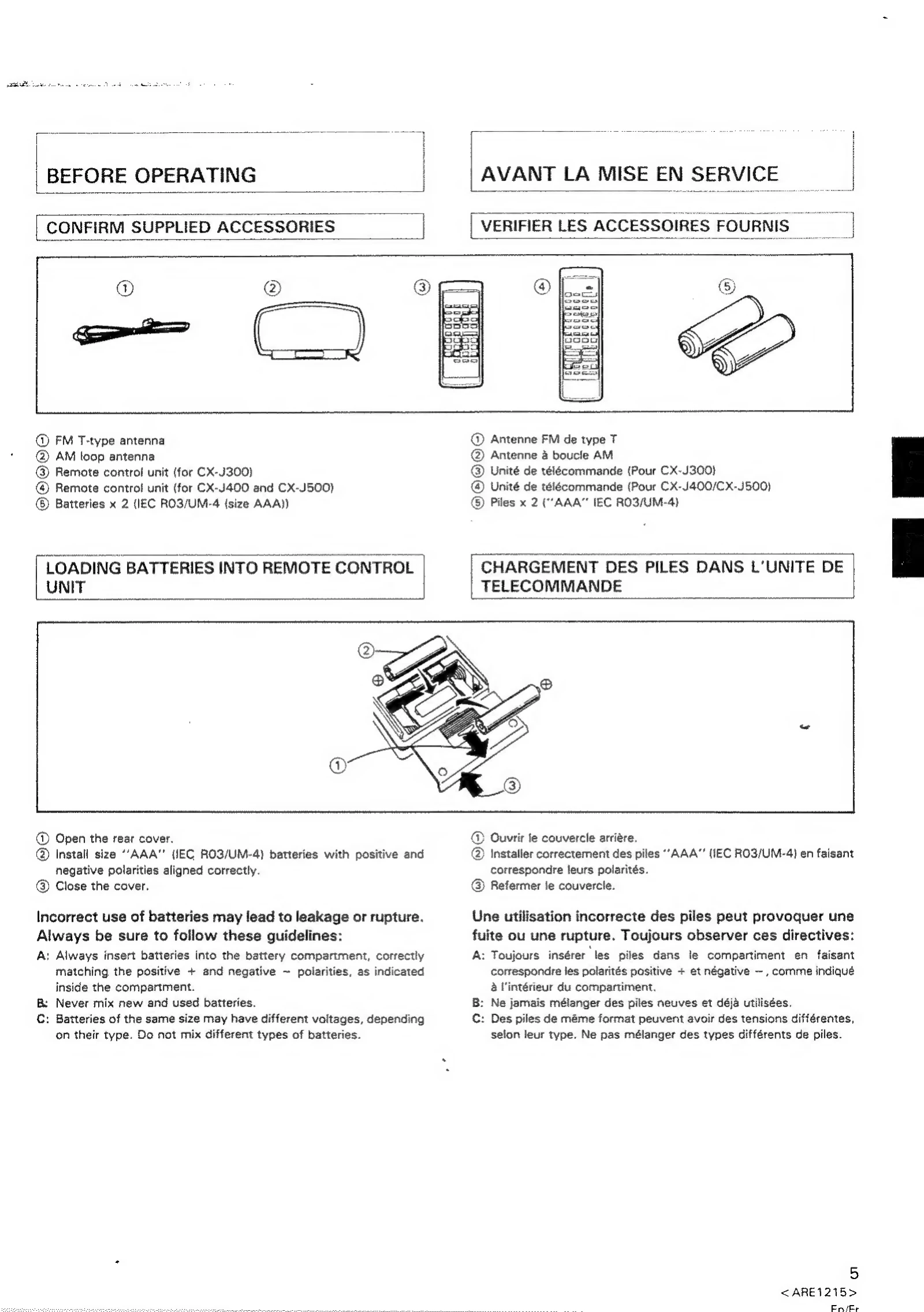 Manual for CX-J300/CX-J400*/CX-J500**