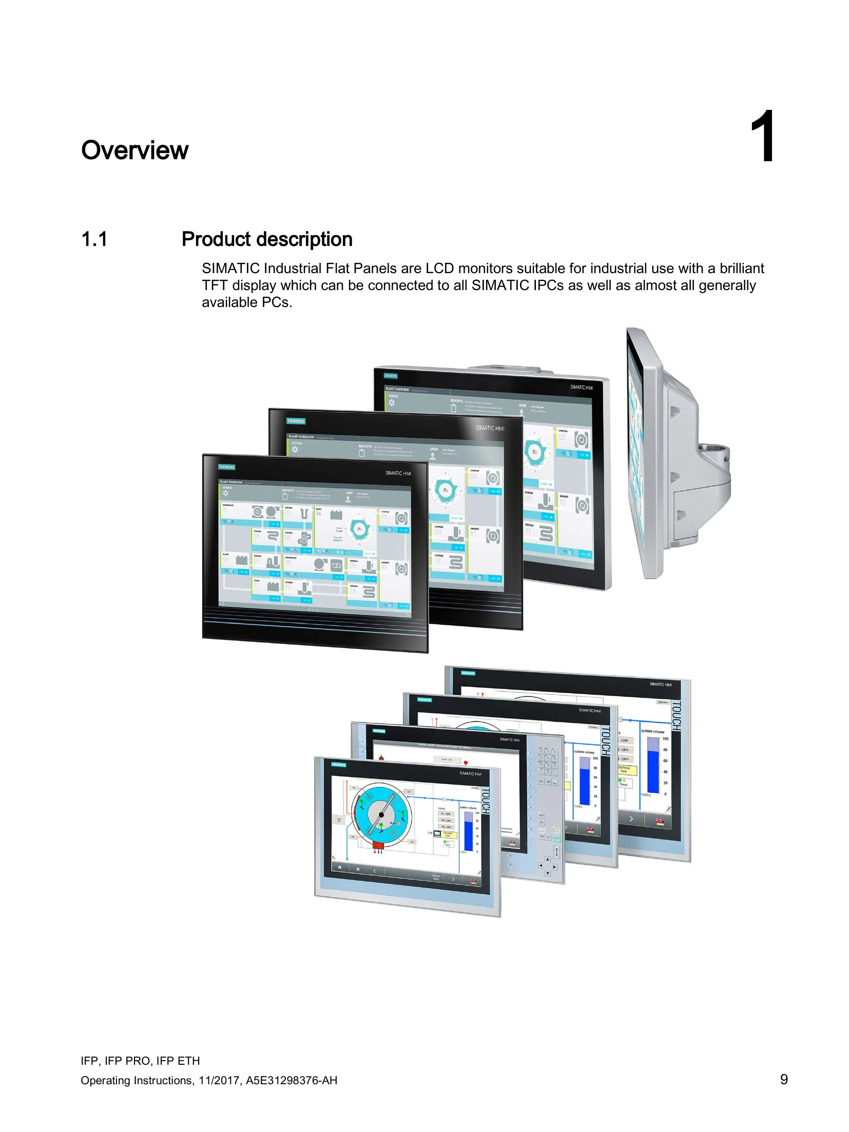 Manual for SIMATIC HMI Industrial Flat Panels IFP, IFP PRO, IFP ETH