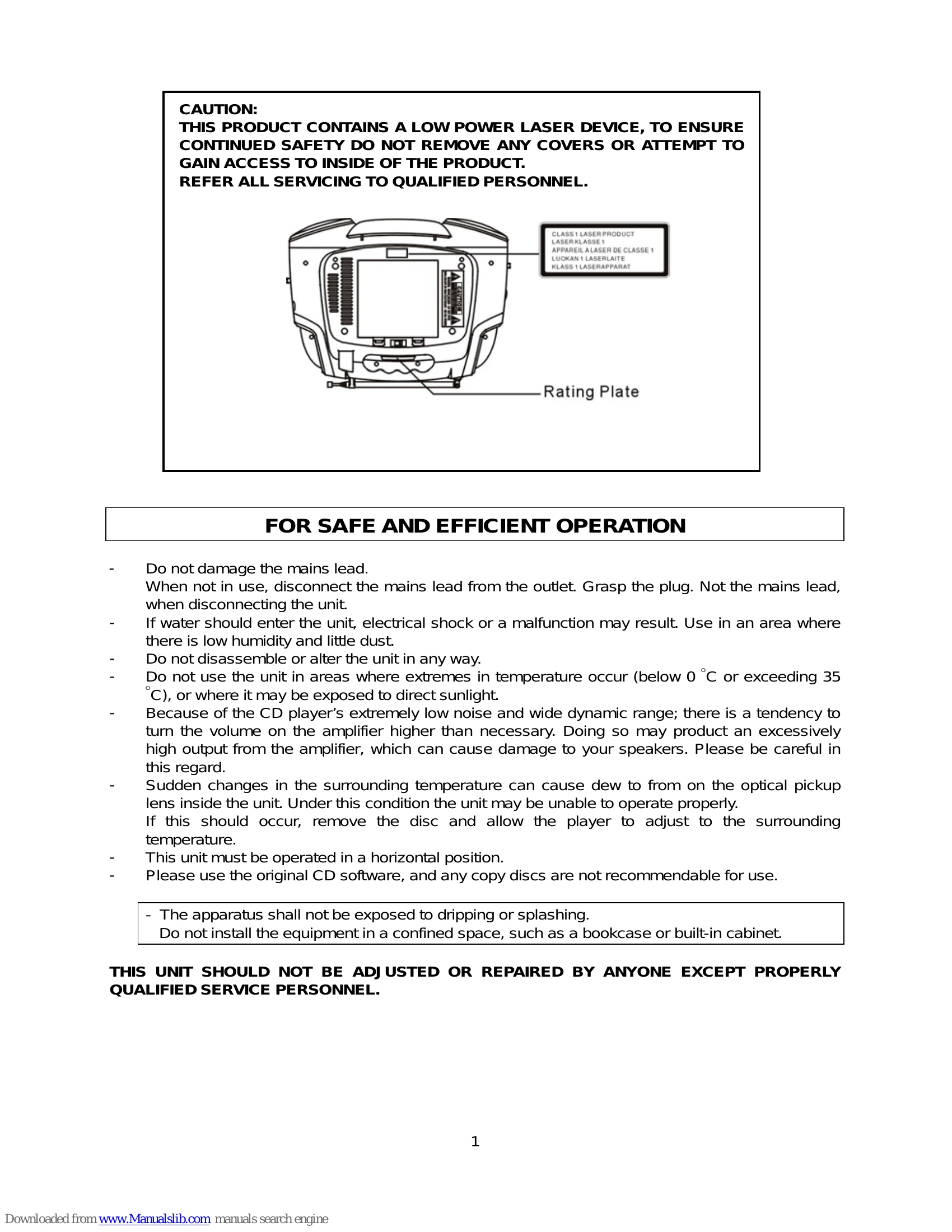 Manual for MCD-XJ 790