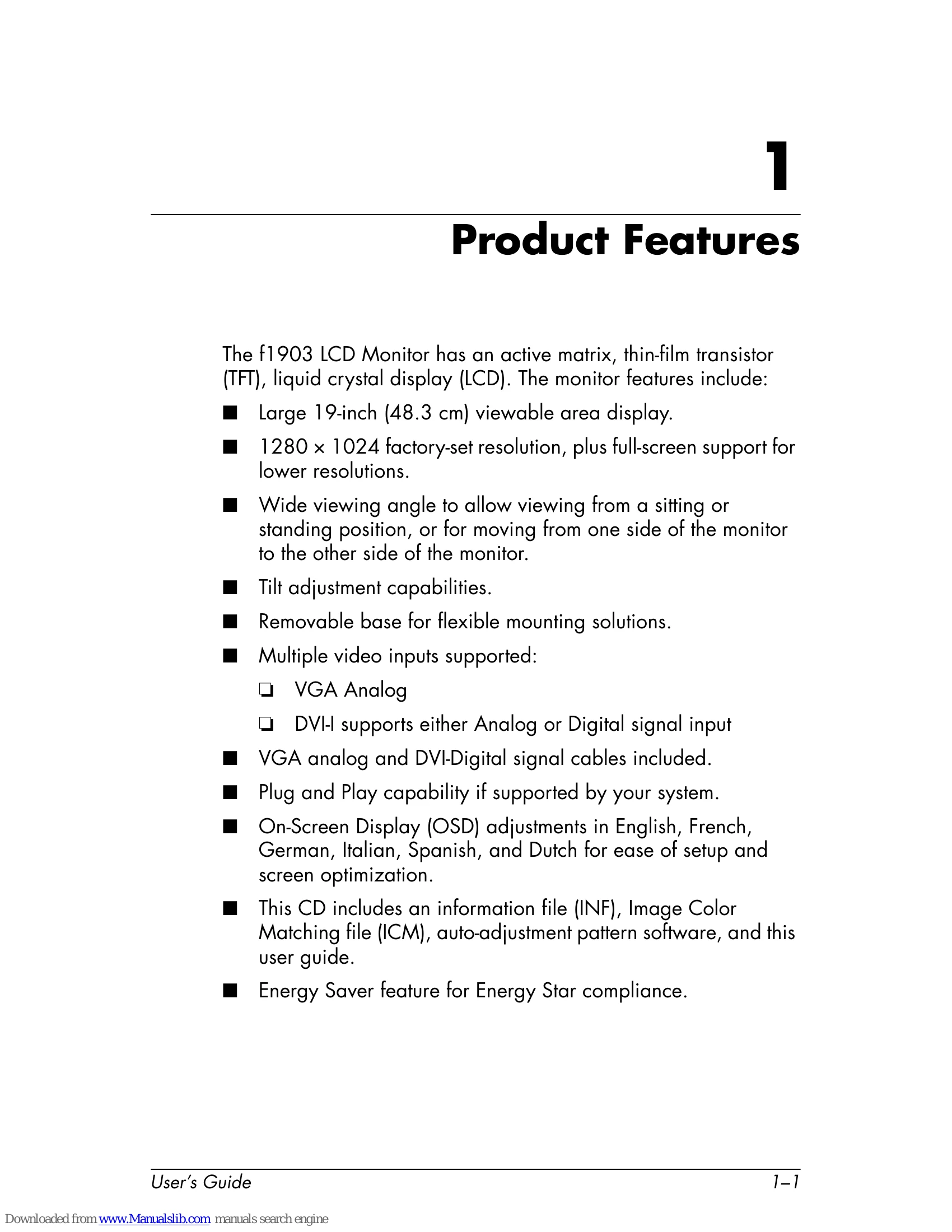 Manual for f1903 LCD Monitor
