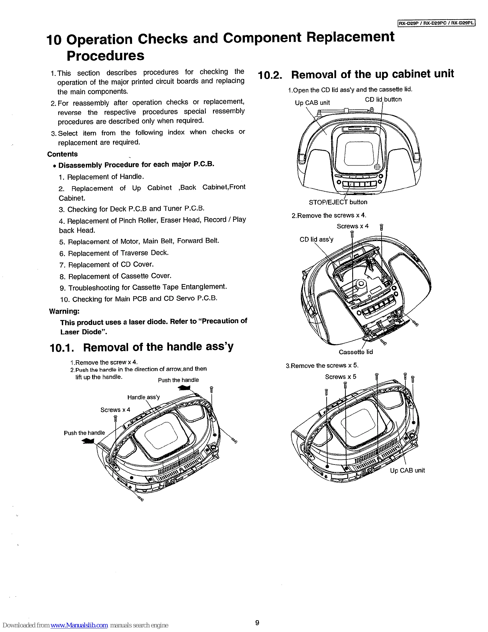 Parts/Service for RX-D29P