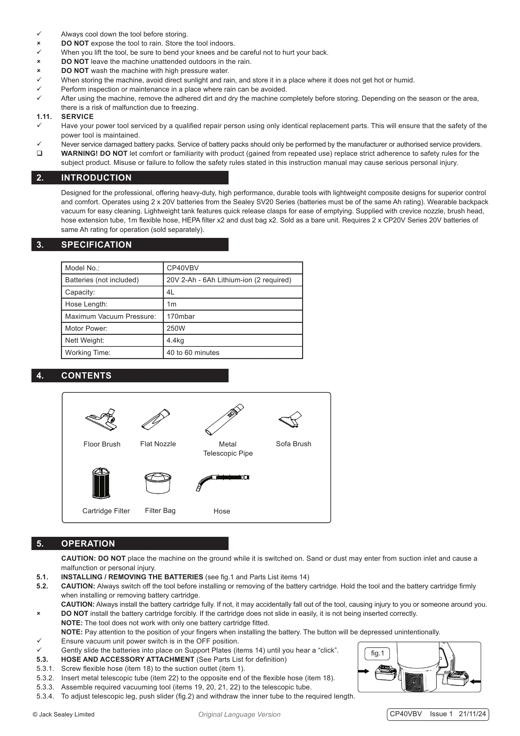 Manual for CP40VBV