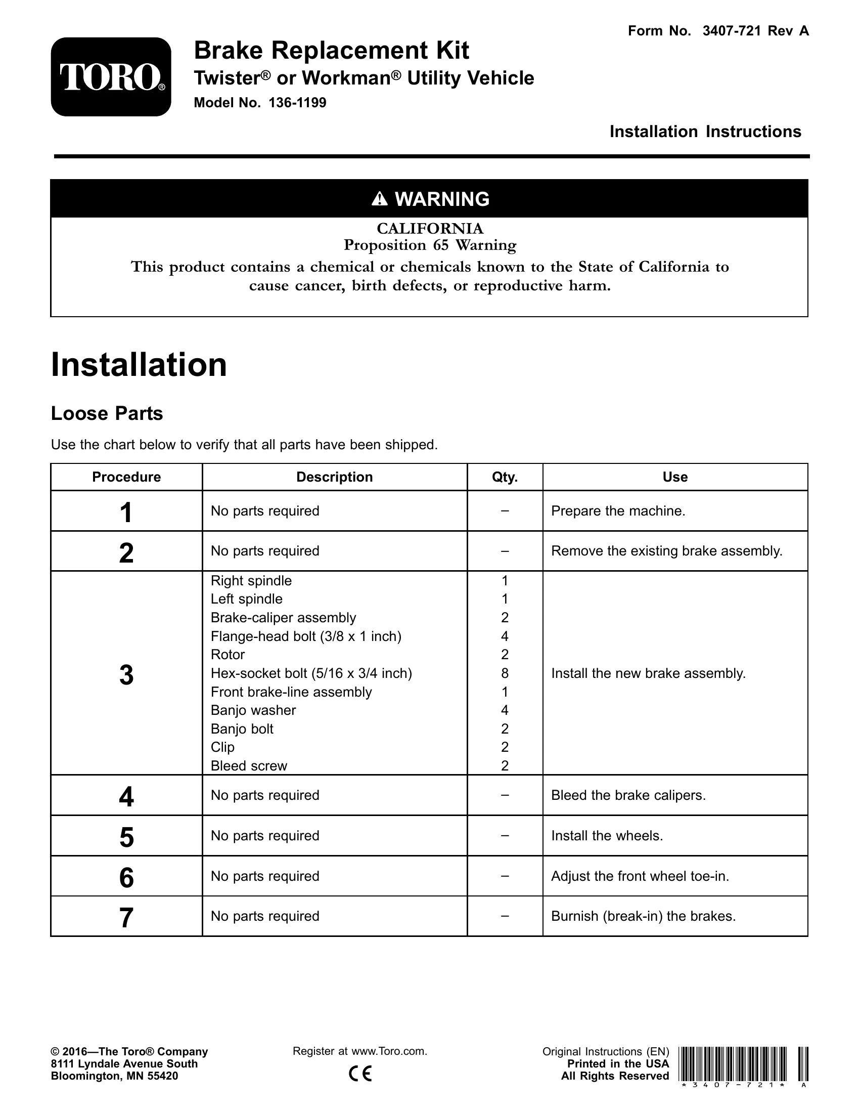 Installation Guide for 136-1199