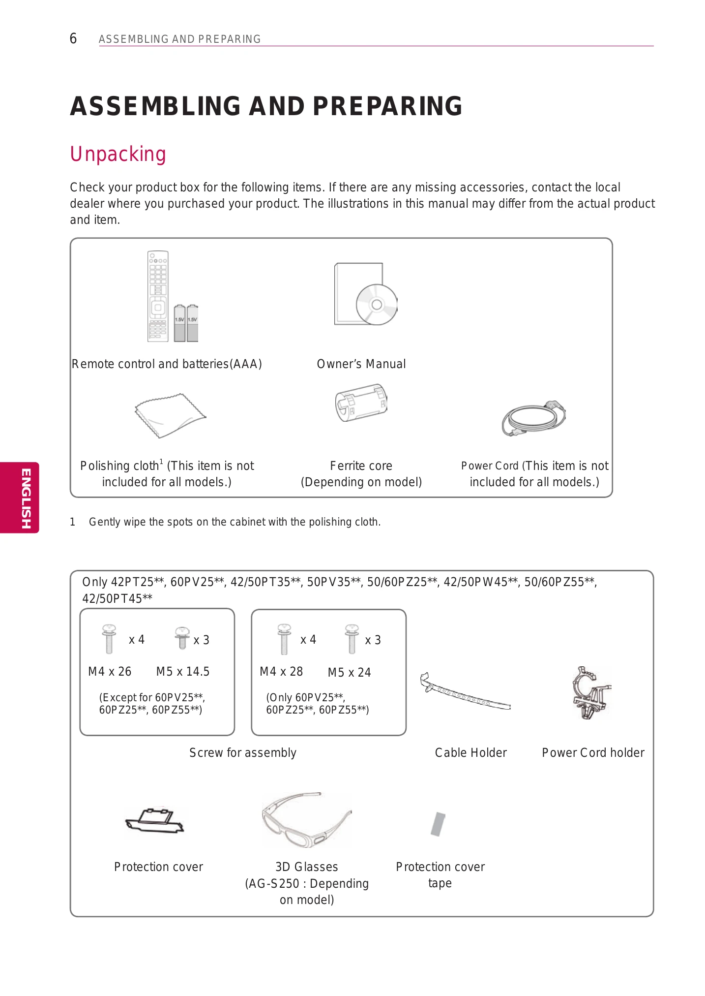 Manual for LCD TV / LED LCD TV / PLASMA TV