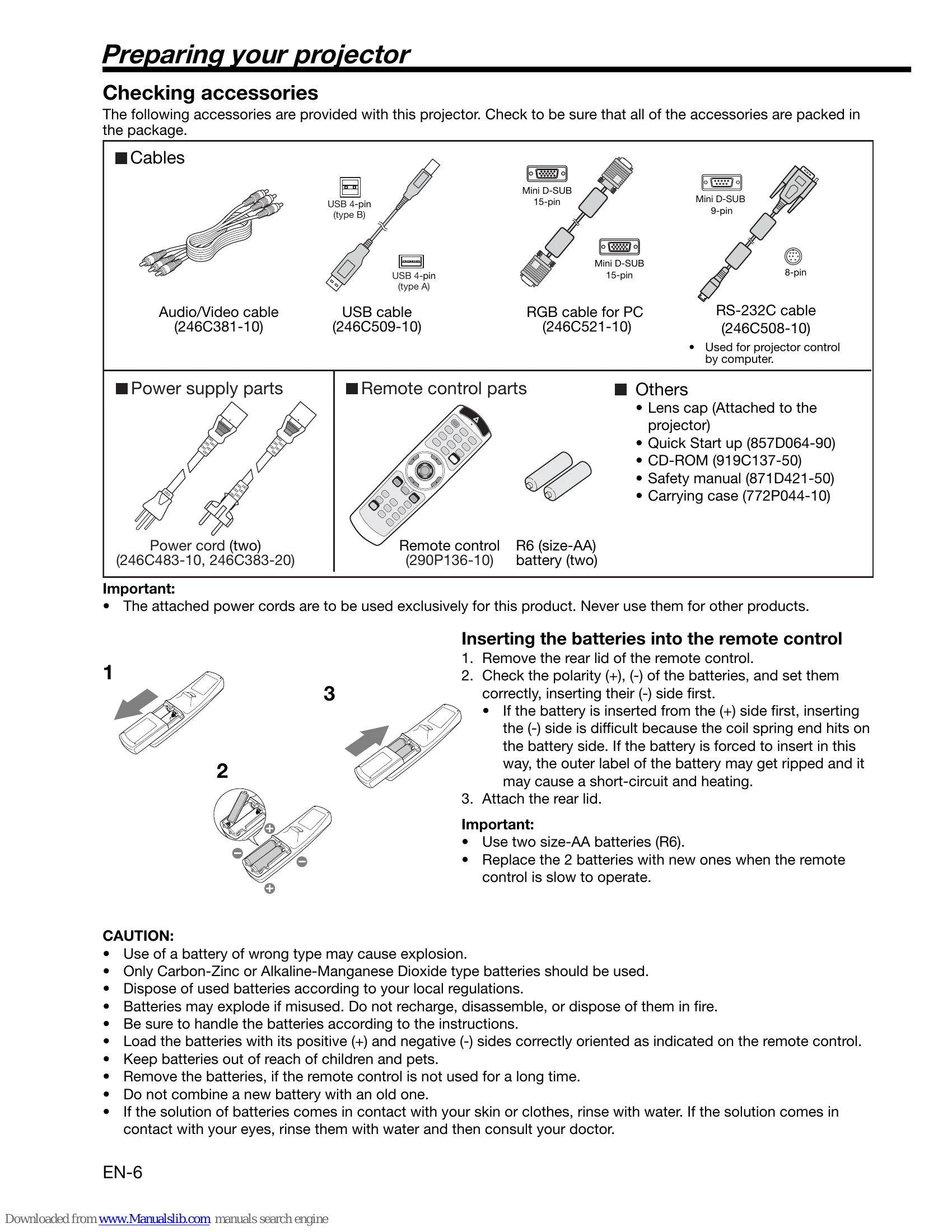 Manual for XD490U/XD460U
