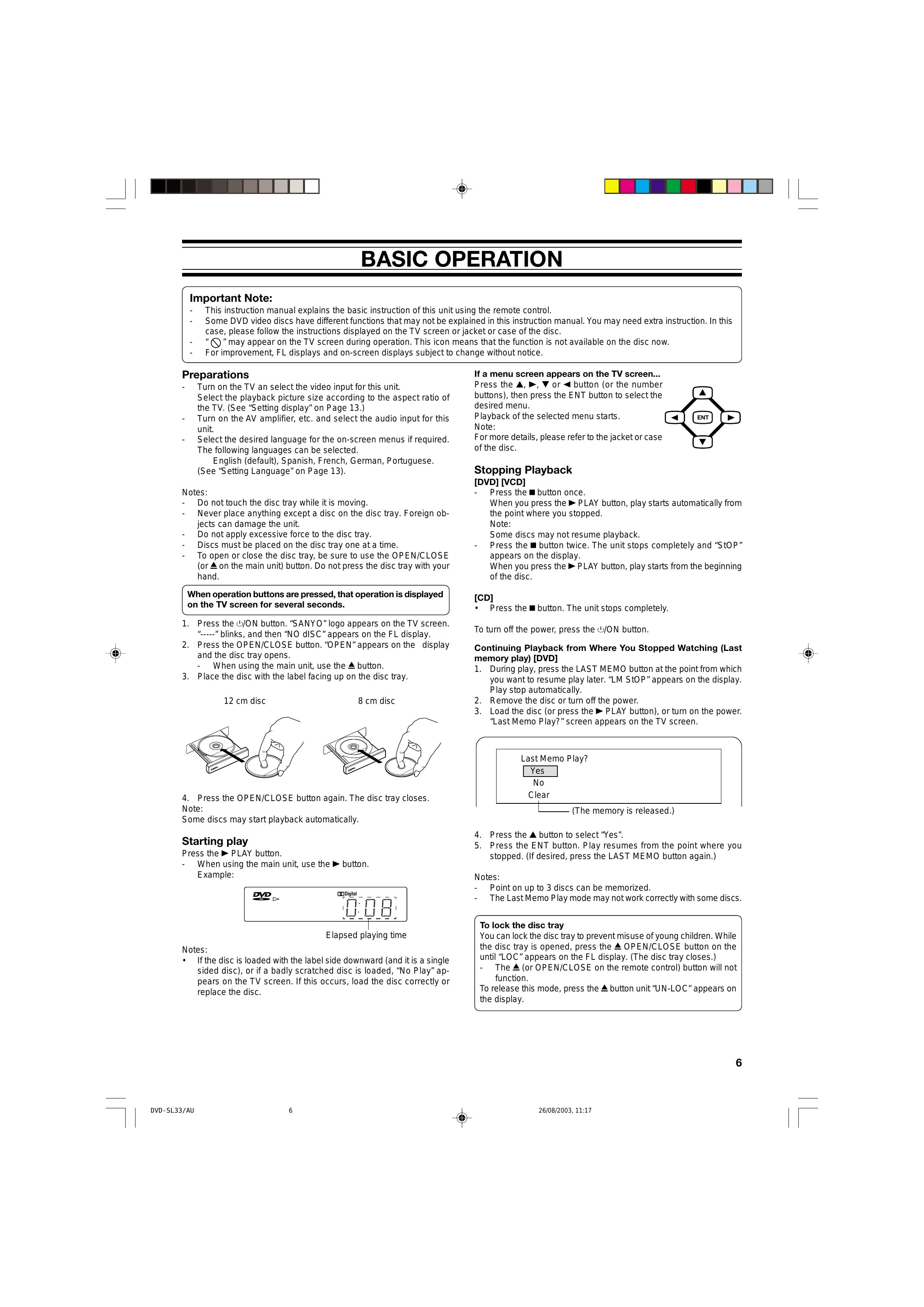 Manual for DVD-SL33