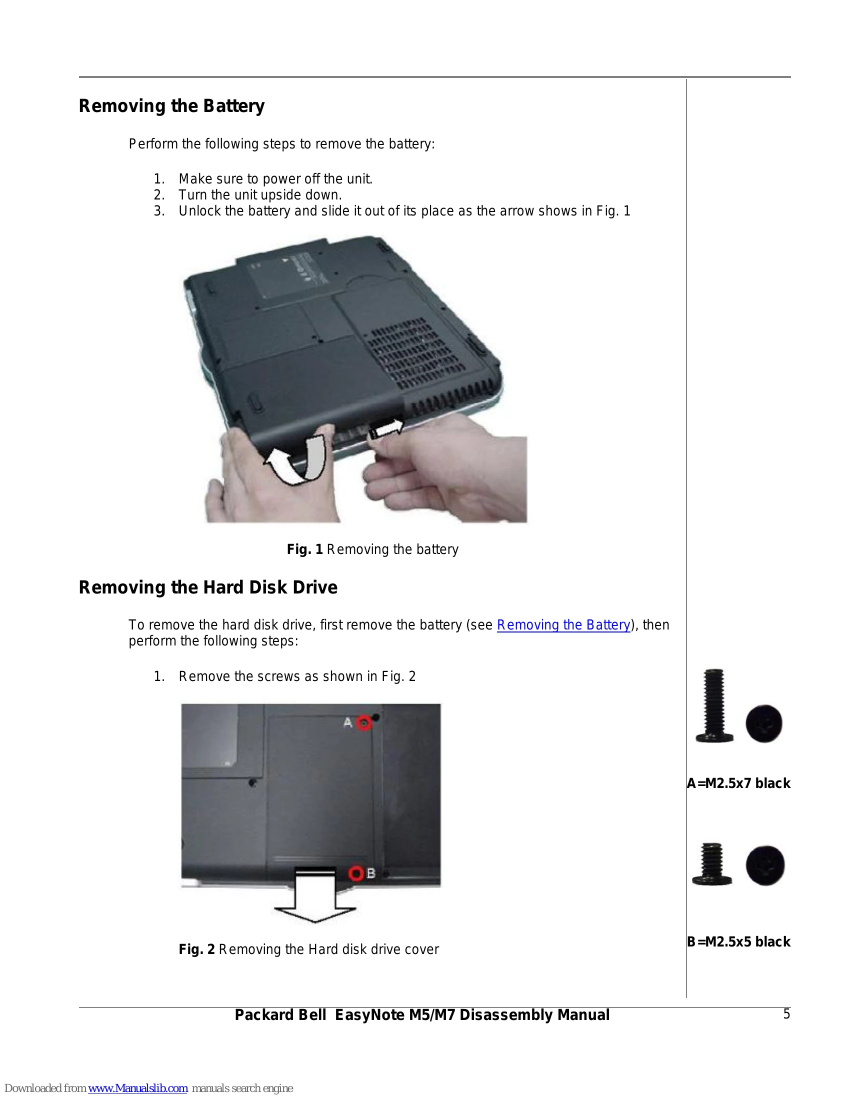 Manual for EasyNote M5 / M7