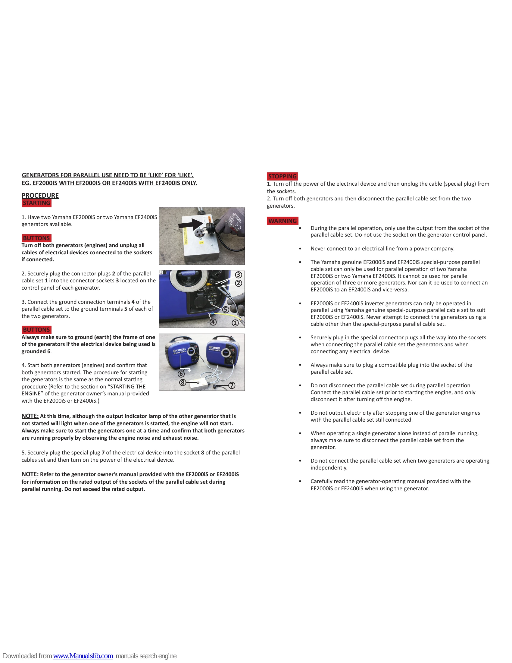 Manual for EF2000iS & EF2400iS