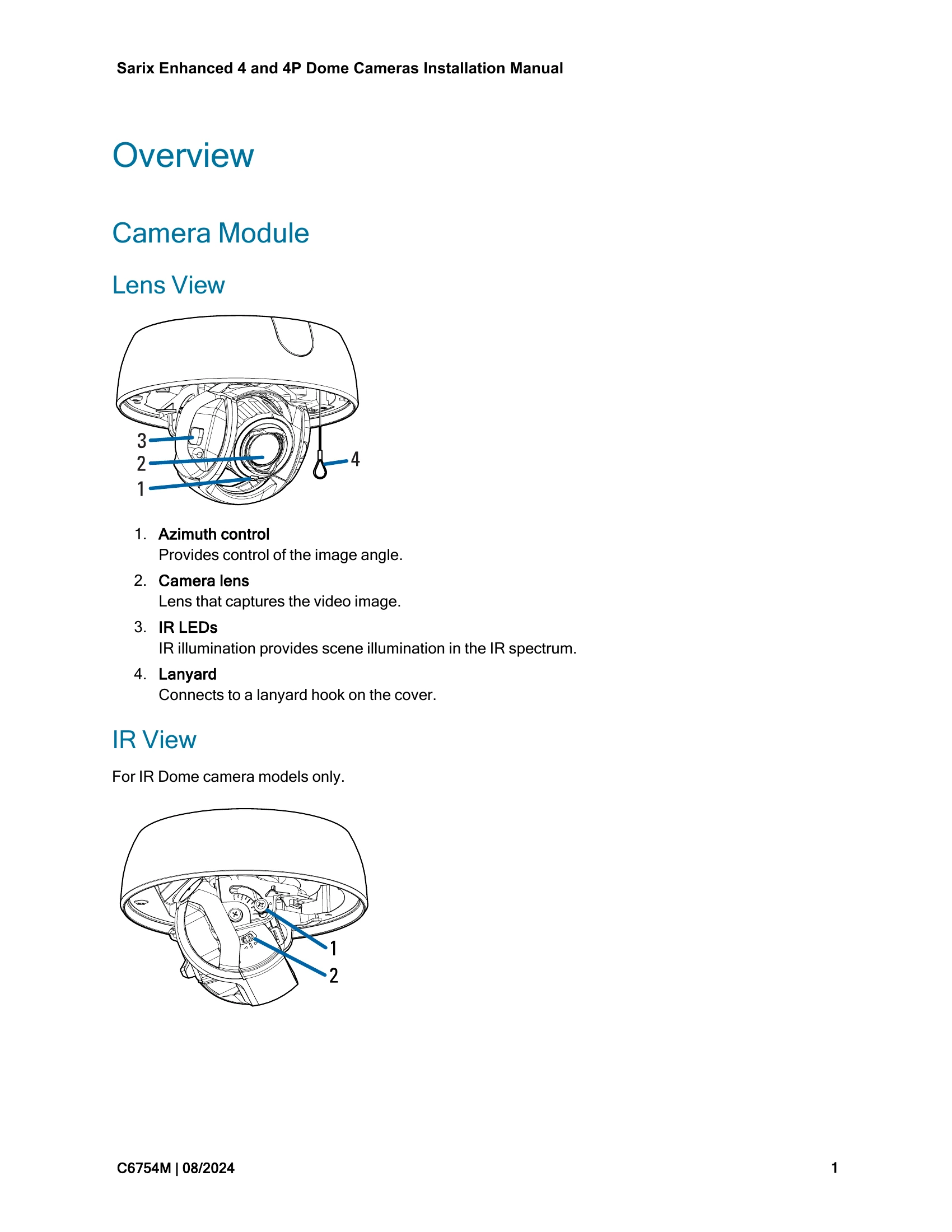 Installation Guide for Sarix Enhanced 4 and 4P Dome