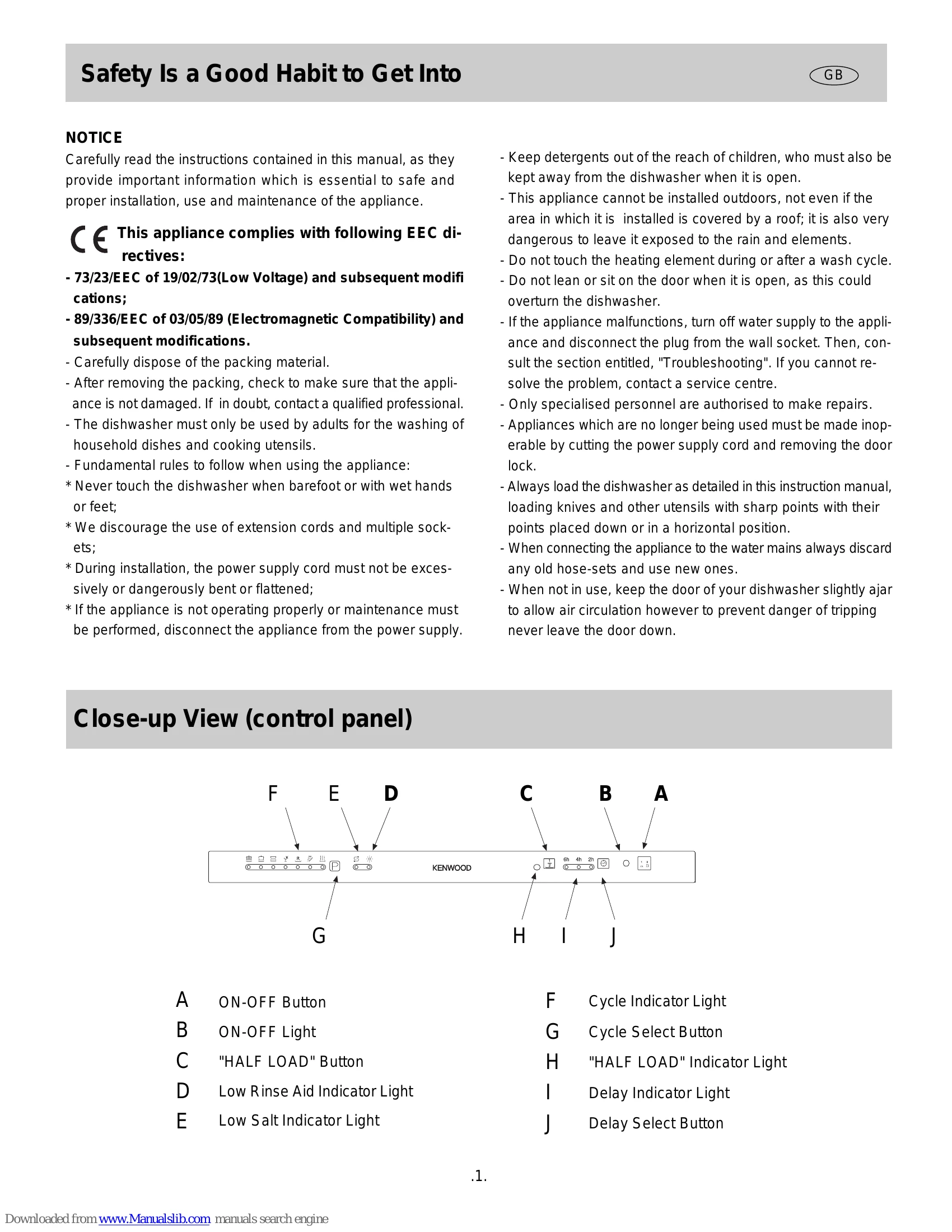Manual for KDW12SS/B