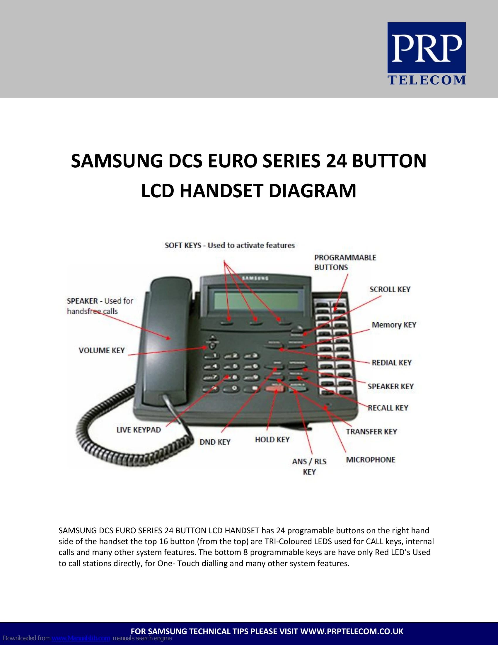 Manual for DCS EURO SERIES 24 BUTTON LCD HANDSETS