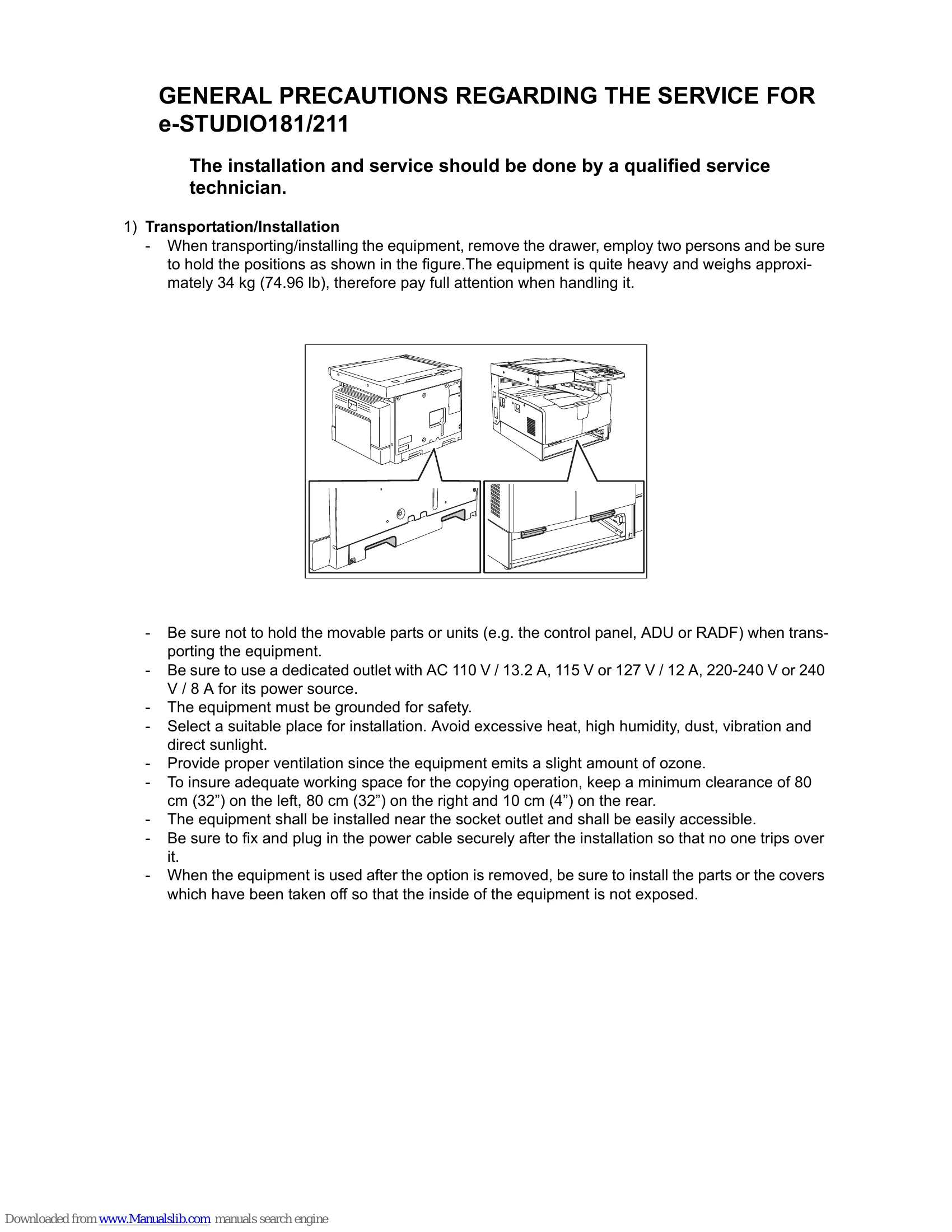 Manual for e-STUDIO181/211