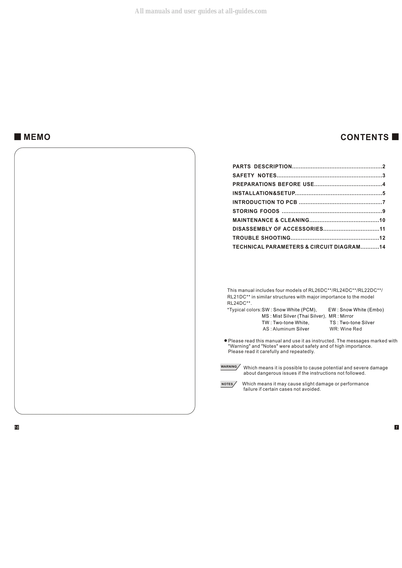 Manual for RL21DC