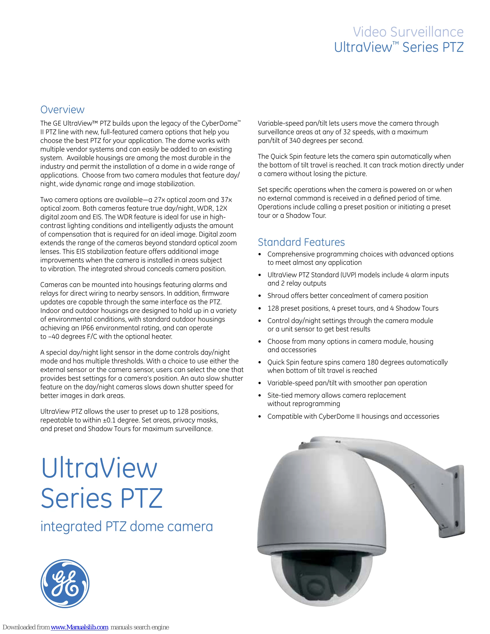 Brochure/Marketing for UltraView Series PTZ