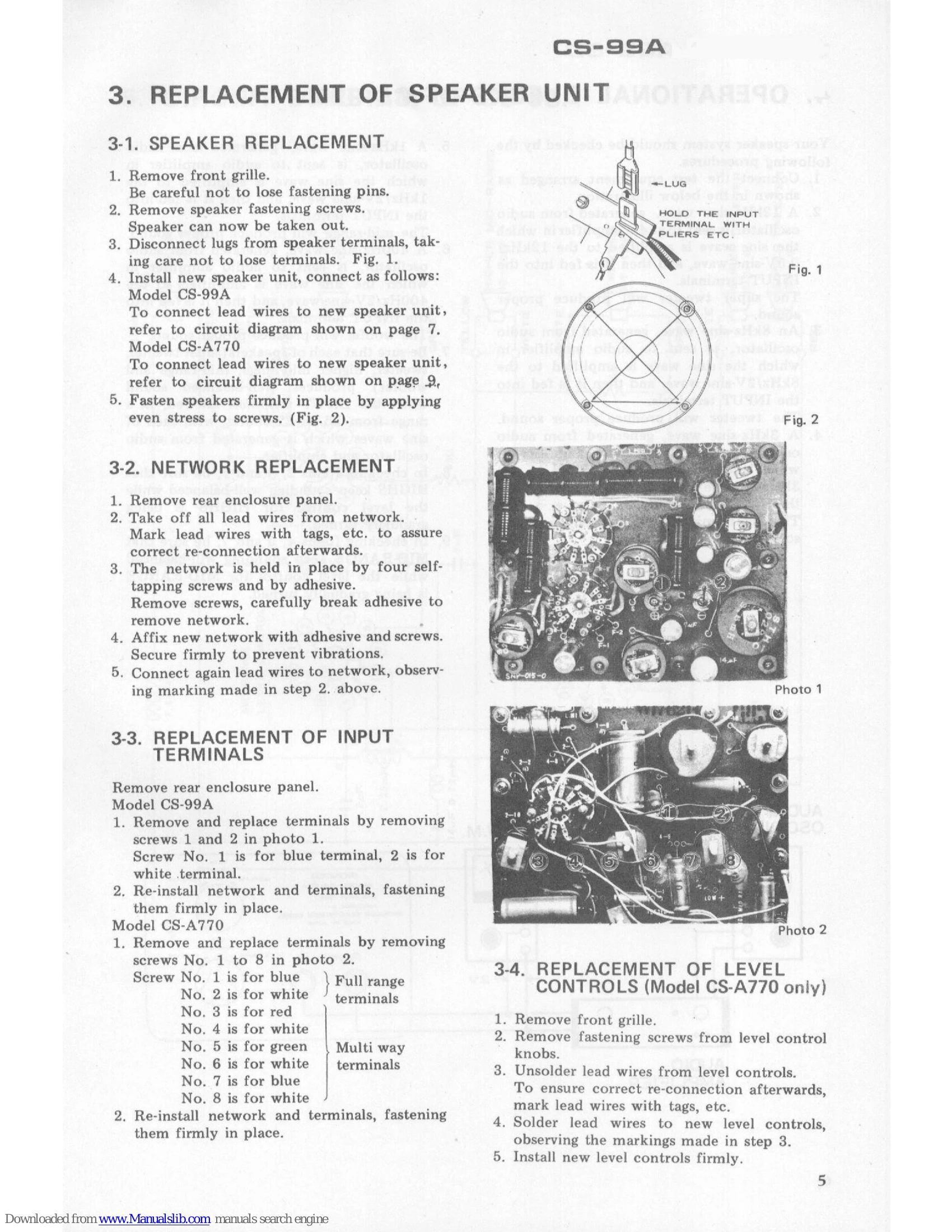 Parts/Service for CS-99A