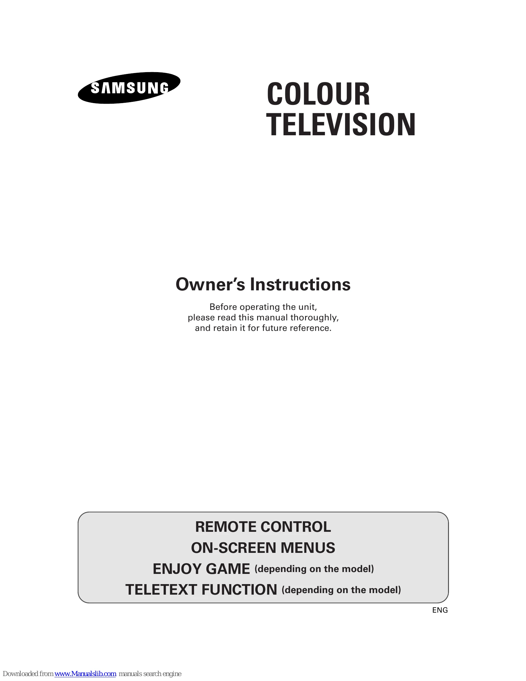 Manual for COLOR TELEVISION