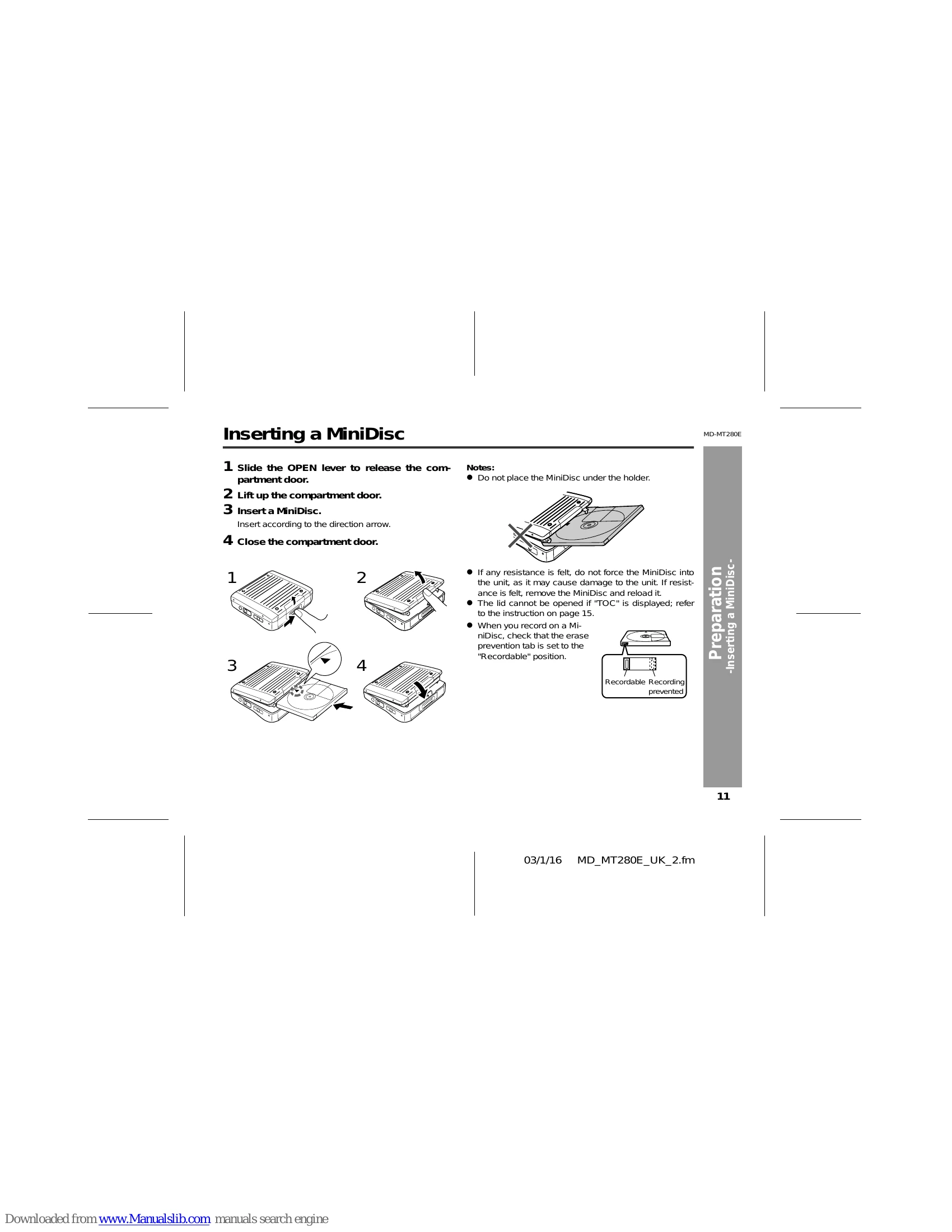 Manual for MD-MT280E