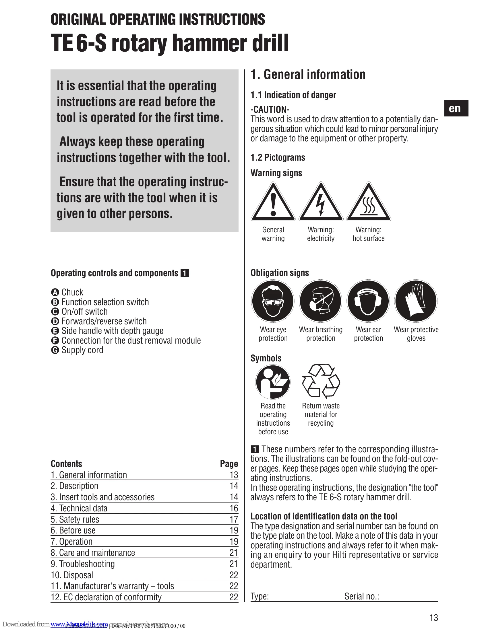 Manual for TE 6-S