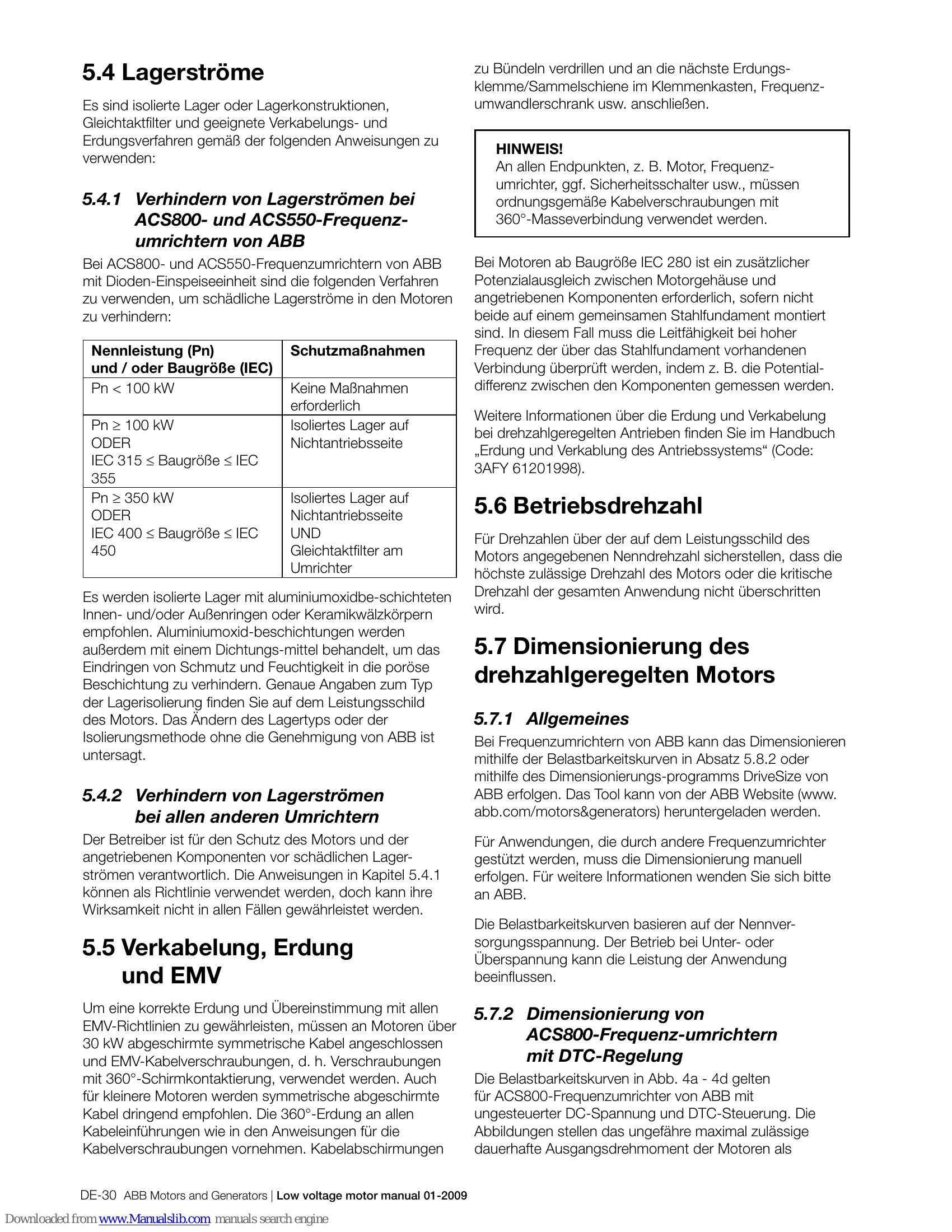 Manual for Low voltage motor manual 01-2009