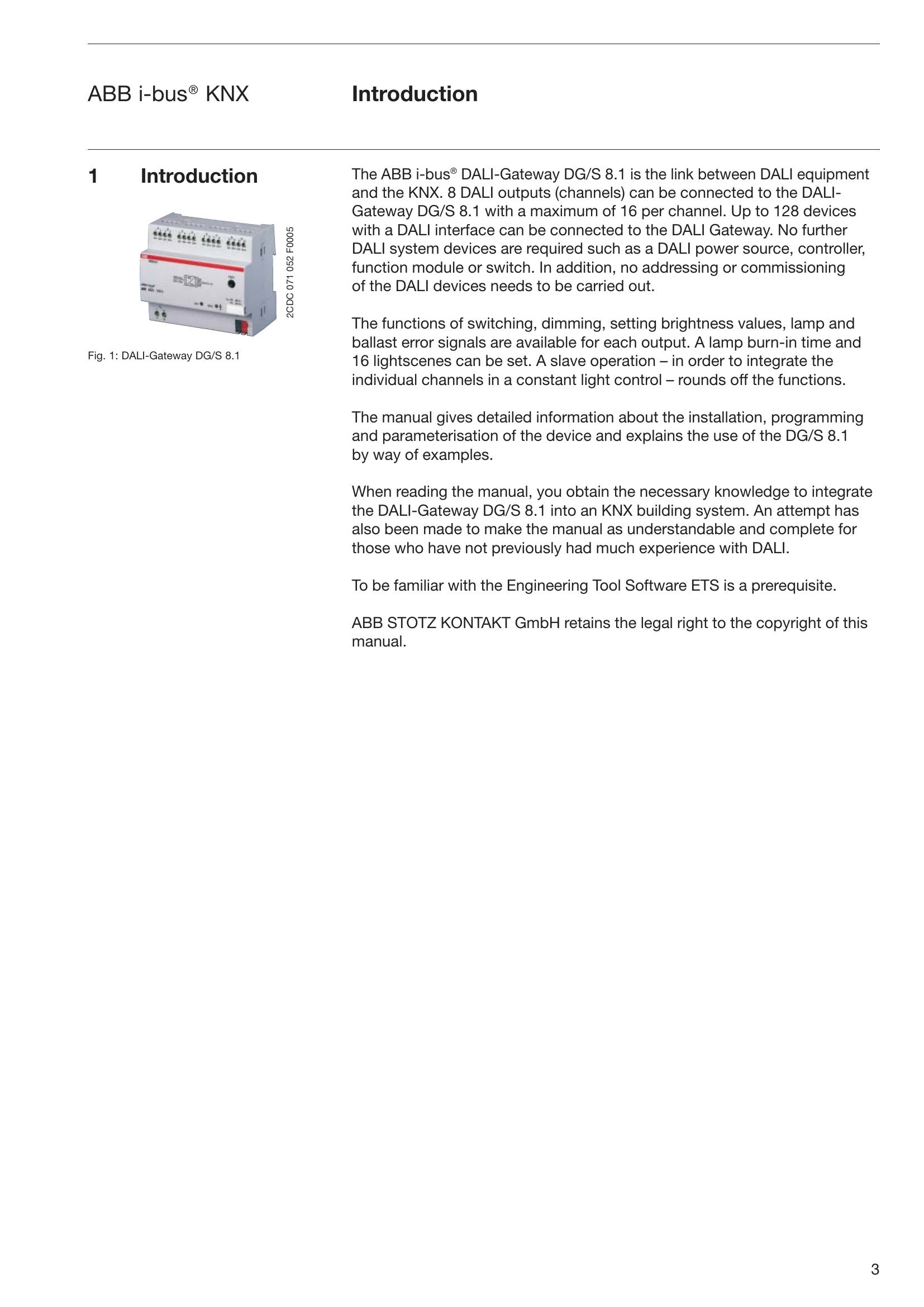 Manual for DALI-Gateway DG/S 8.1