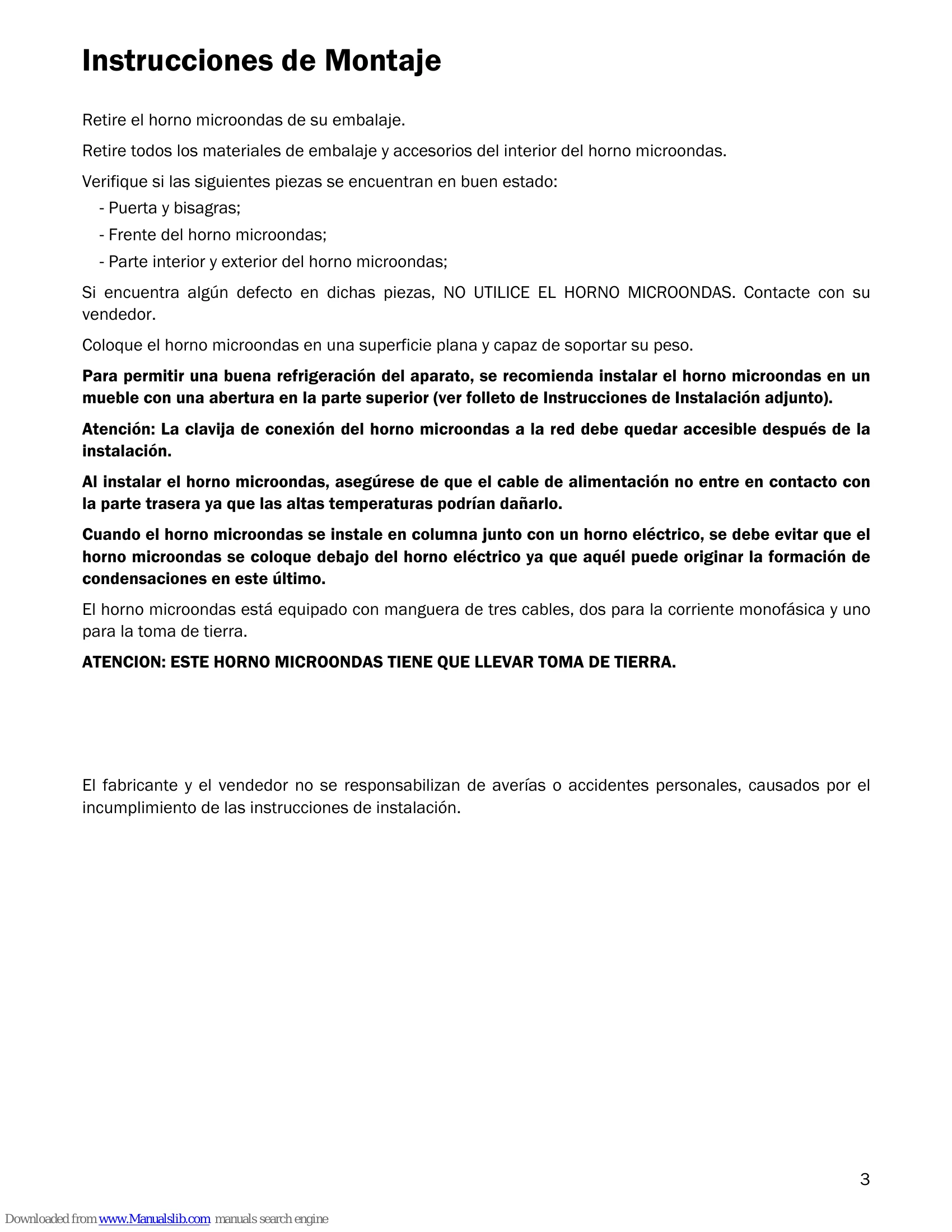 Manual para Microondas