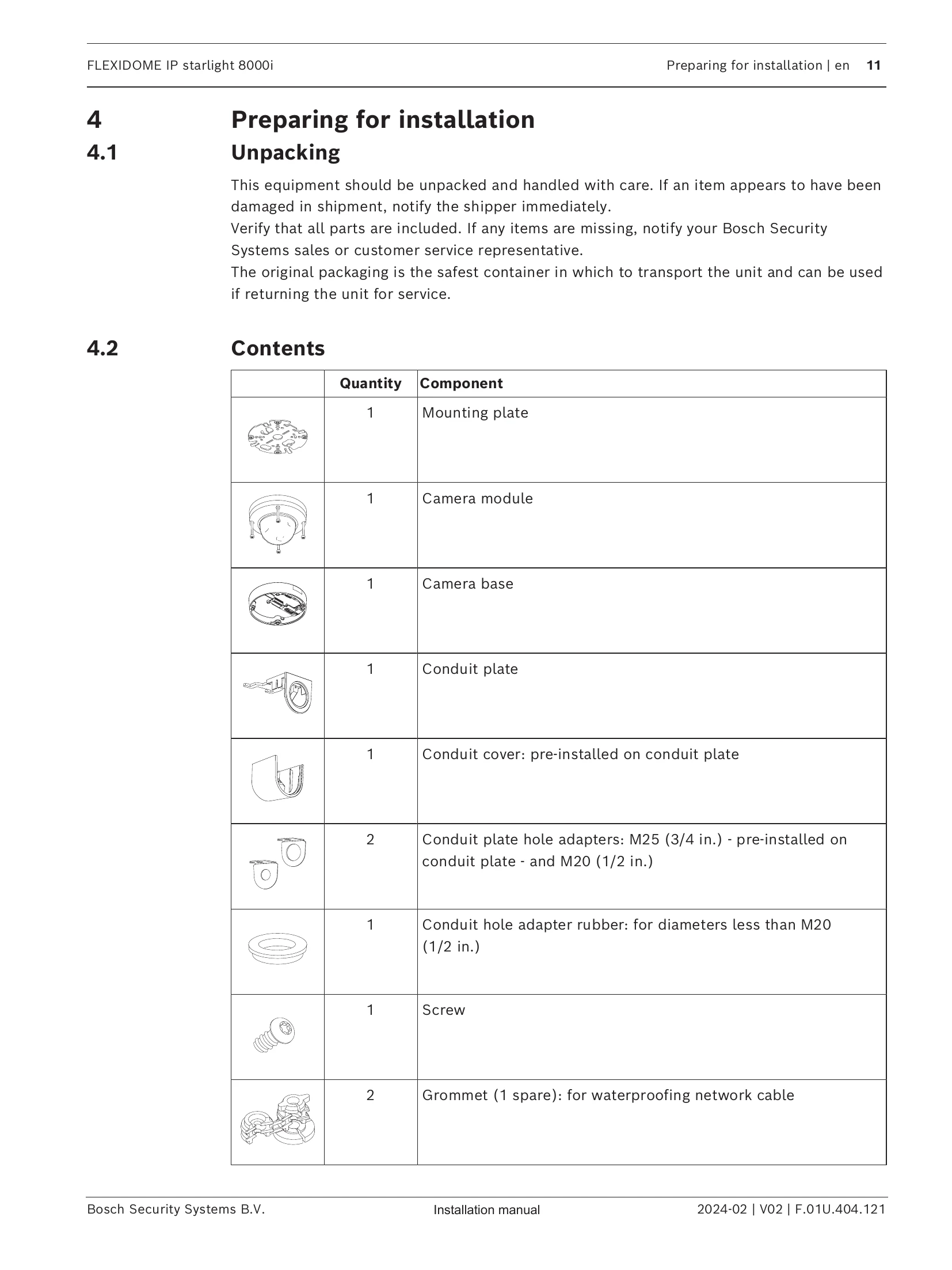 Installation Guide for FLEXIDOME IP starlight 8000i