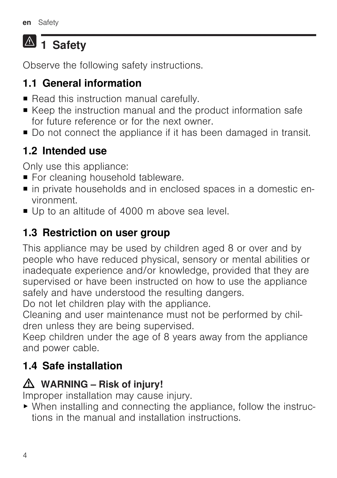 Manual for SN63E804BE