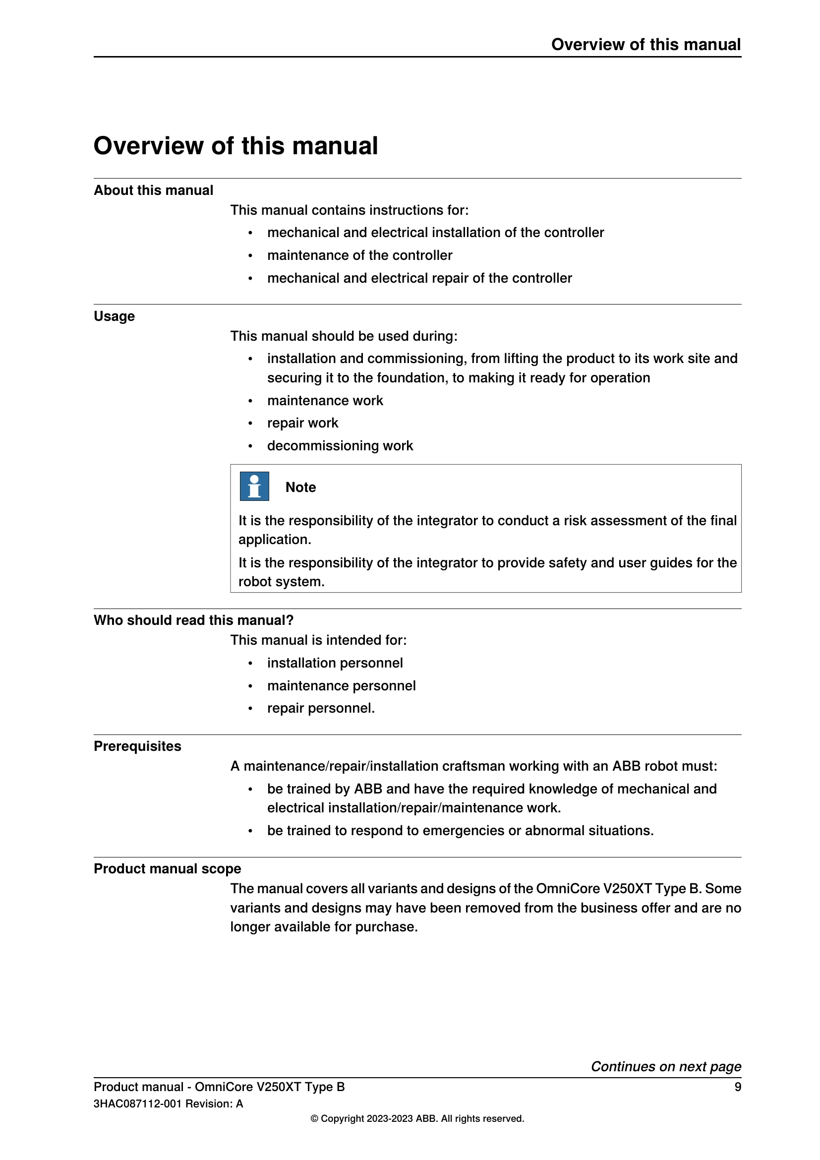 Manual for OmniCore