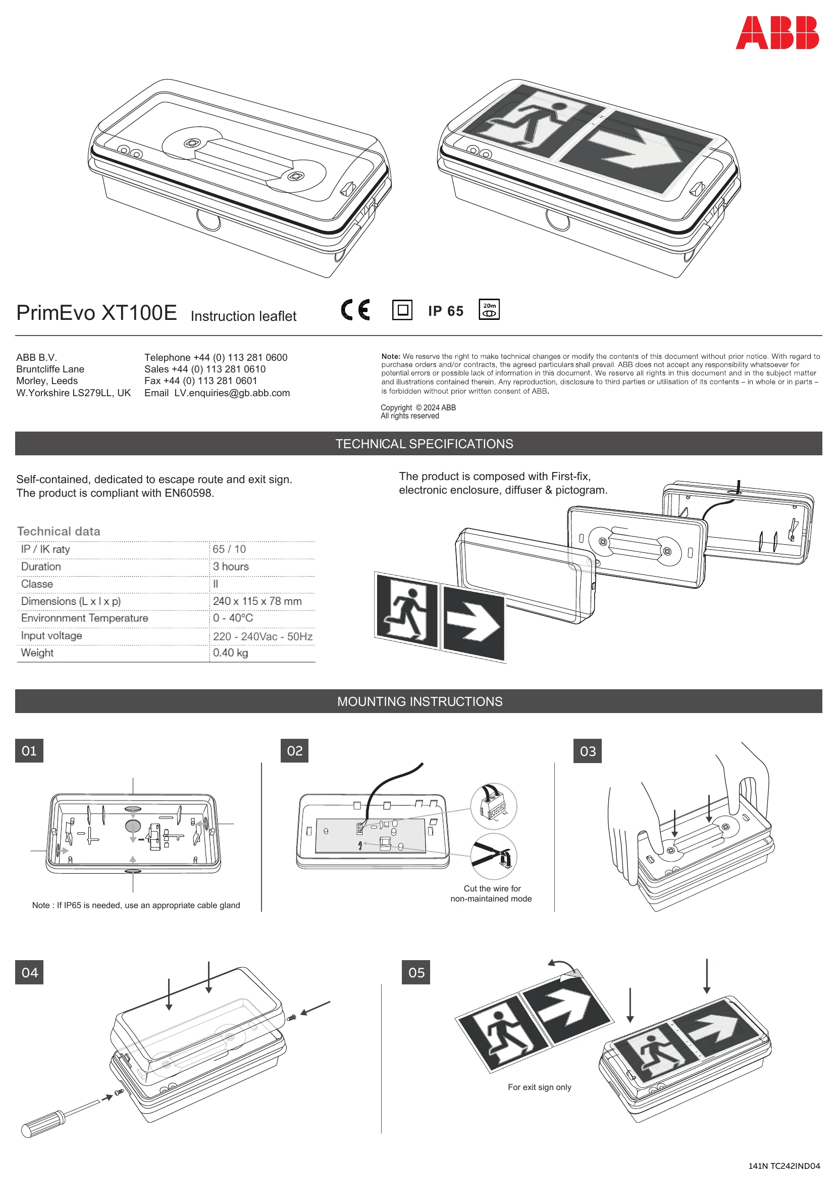 Manual for PrimEvo XT100E