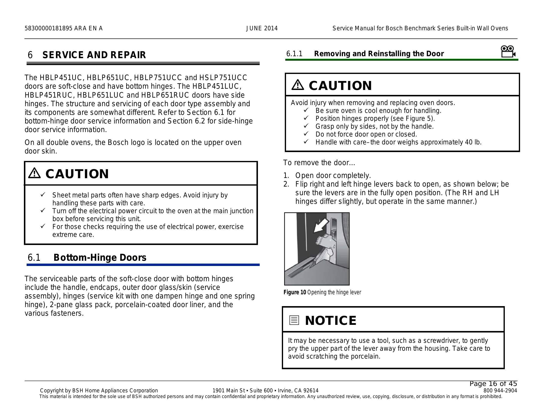 Manual for Benchmark Series Built-in Wall Ovens