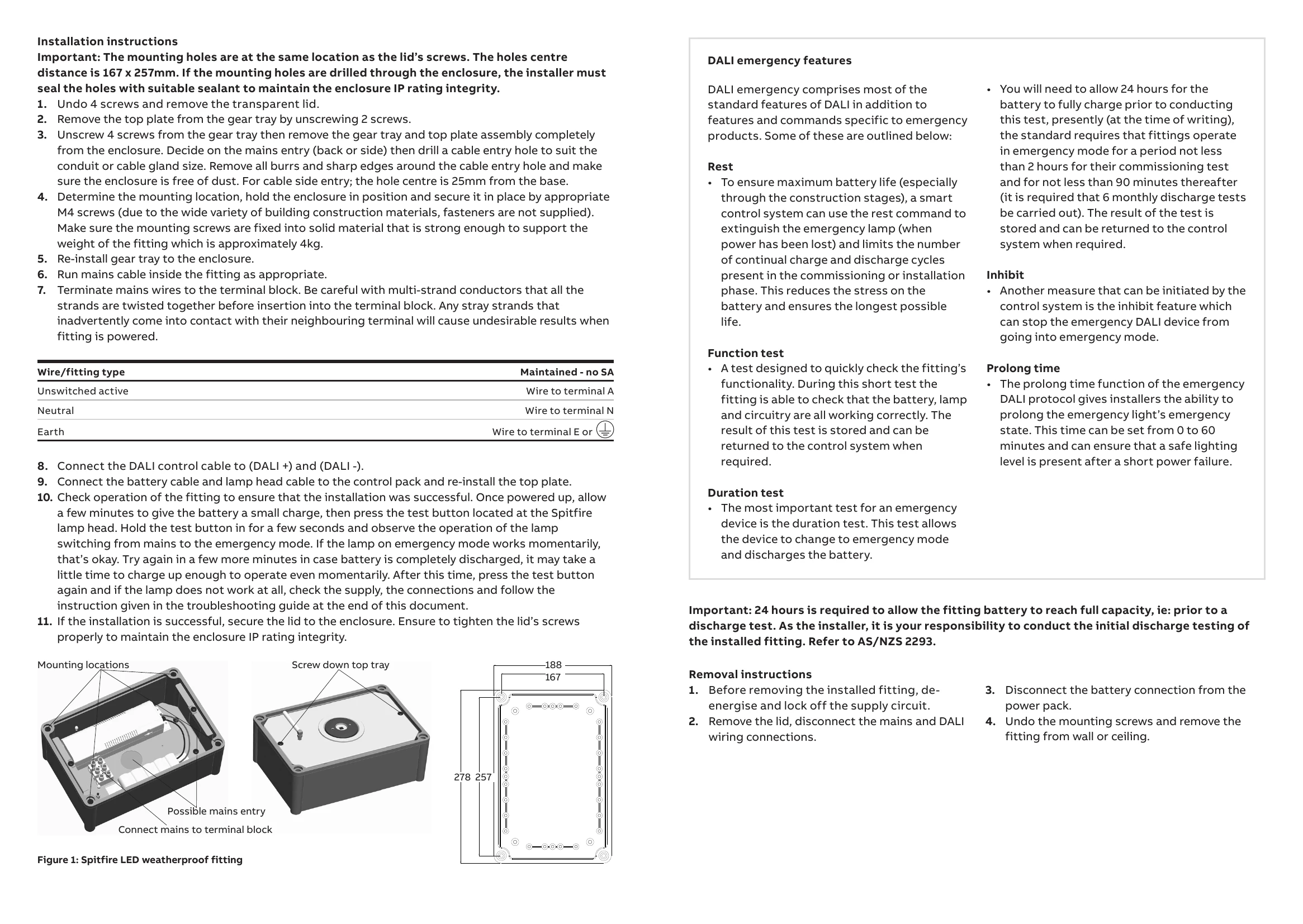 Installation Guide for Platinum Spitfire LED weatherproof DALI emergency